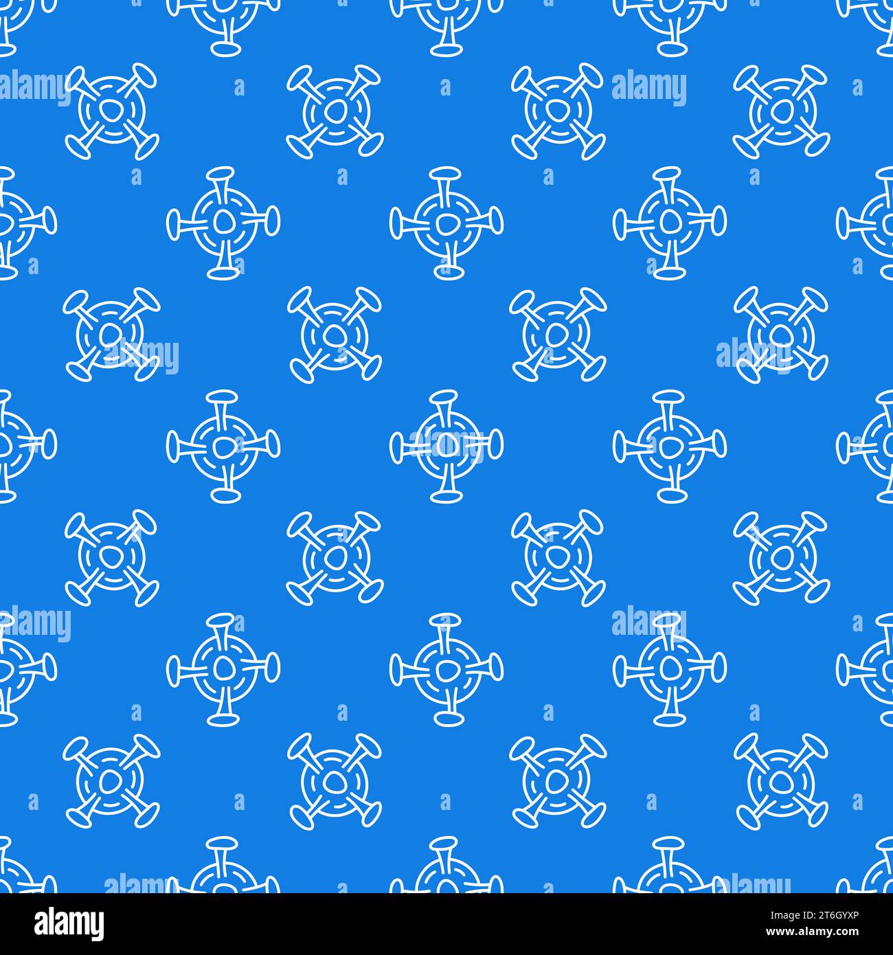 Microbe Bioengineering vector concept thin line blue seamless pattern Stock Vector