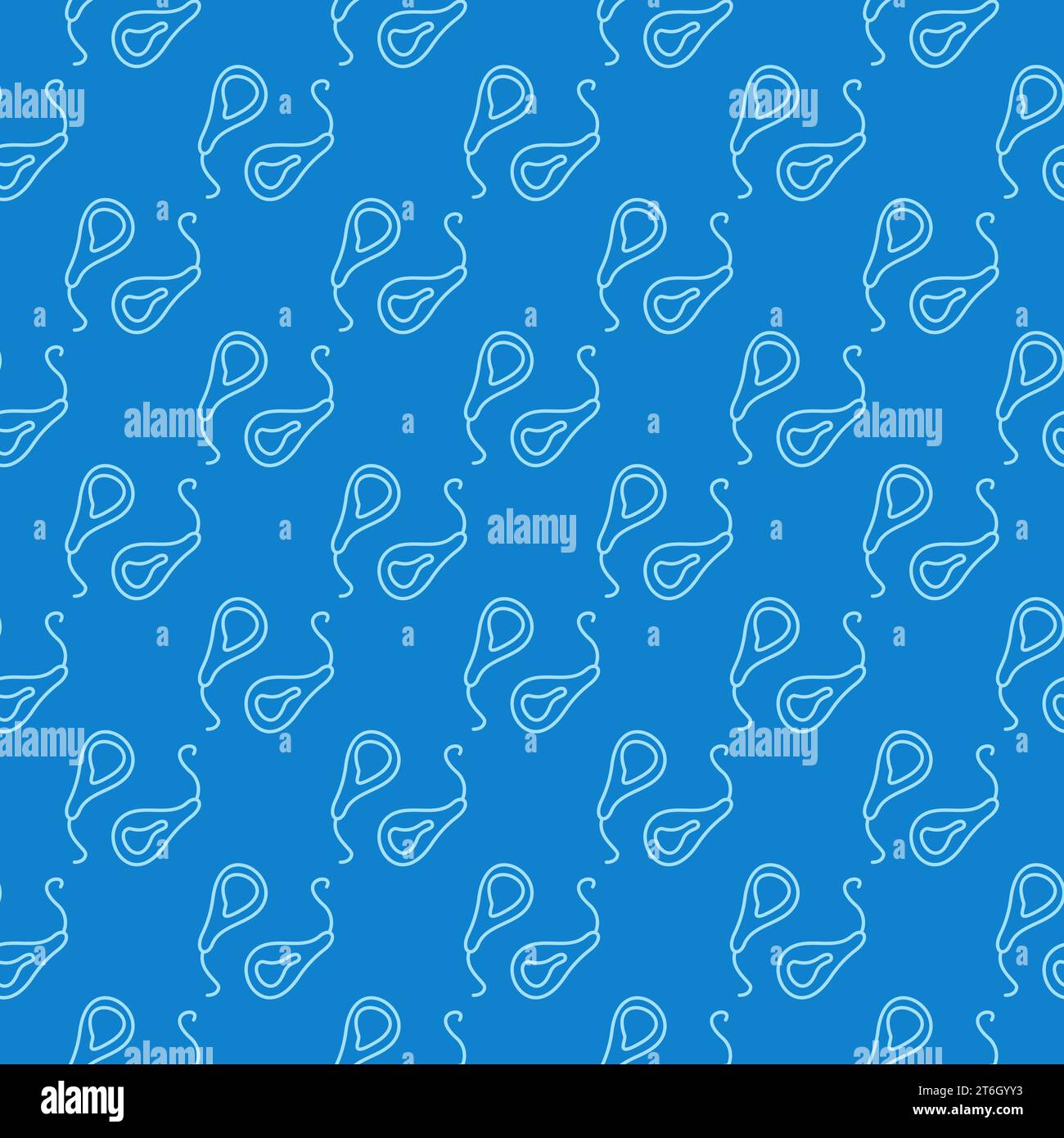 Prokaryote Pair vector concept blue outline seamless pattern Stock Vector