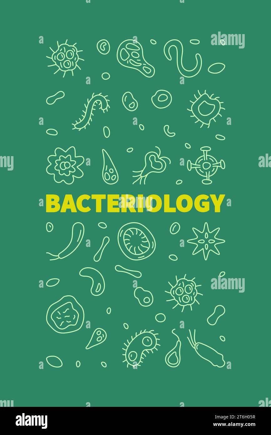 Bacteriology vector Science concept vertical banner or illustration in thin line style Stock Vector