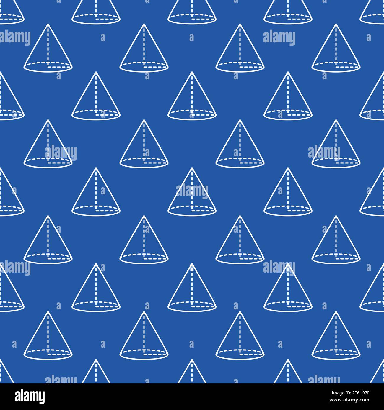 Cone vector Geometry and Math concept thin line blue seamless pattern Stock Vector