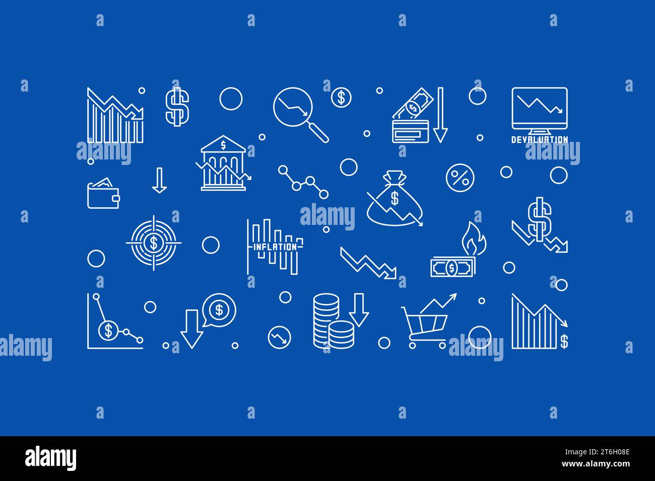 World Financial Crisis vector horizontal banner. Economy Fall concept ...