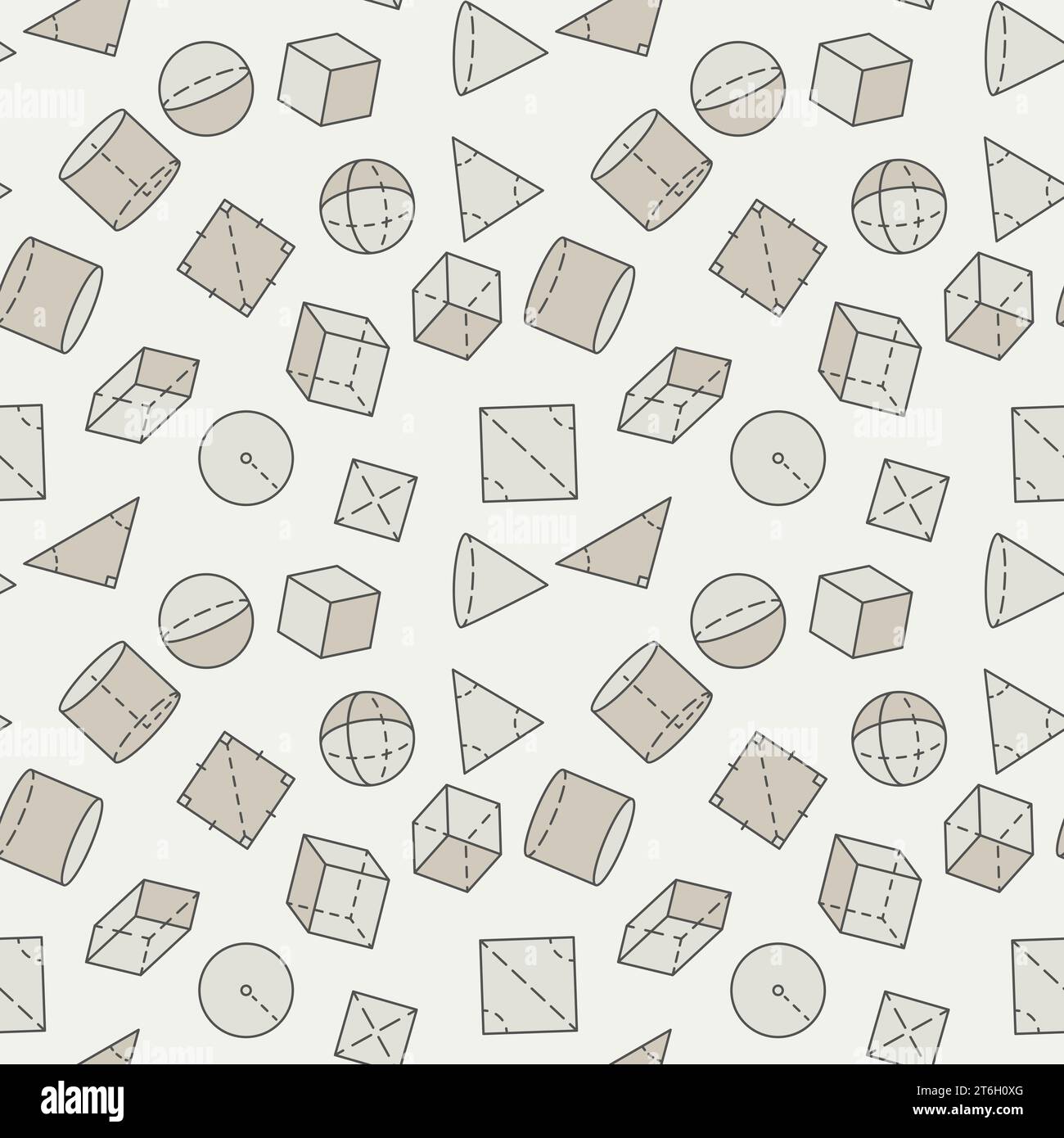 Geometric Shapes seamless pattern - vector Geometry Learning concept background Stock Vector
