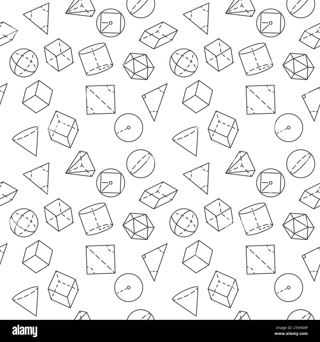 Geometrical Figures simple pattern with vector Geometry Education concept seamless background Stock Vector