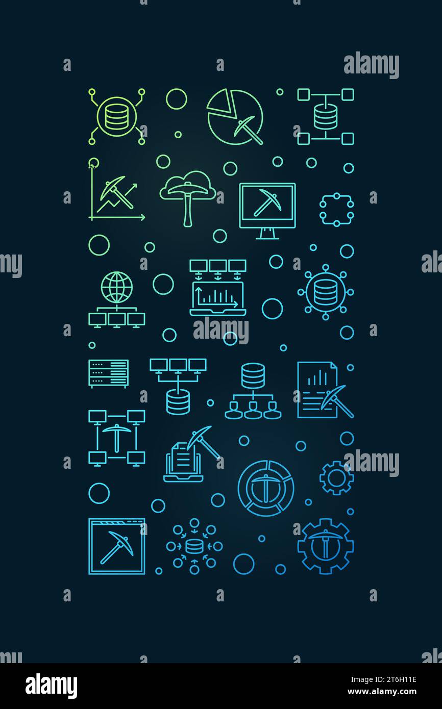 Data Mining Technology concept vector outline vertical colored banner ...