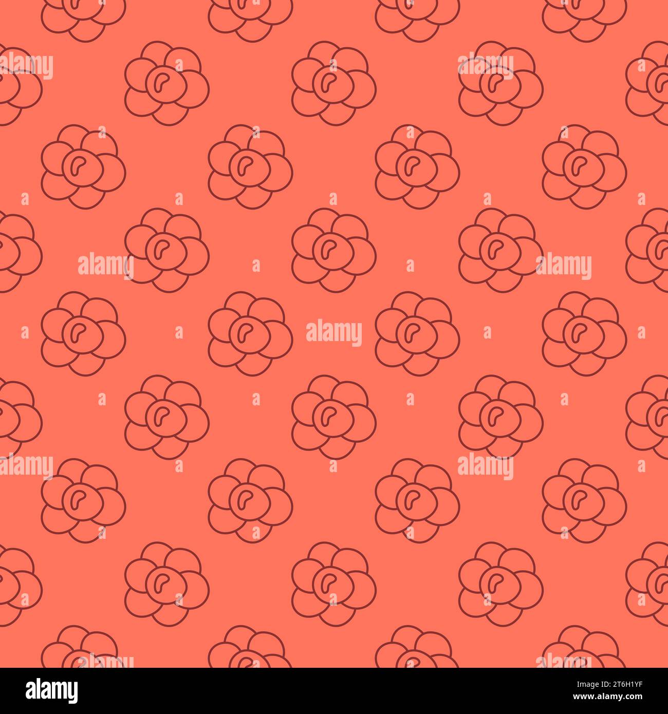 Bacteria vector Biology concept red seamless pattern in thin line style Stock Vector