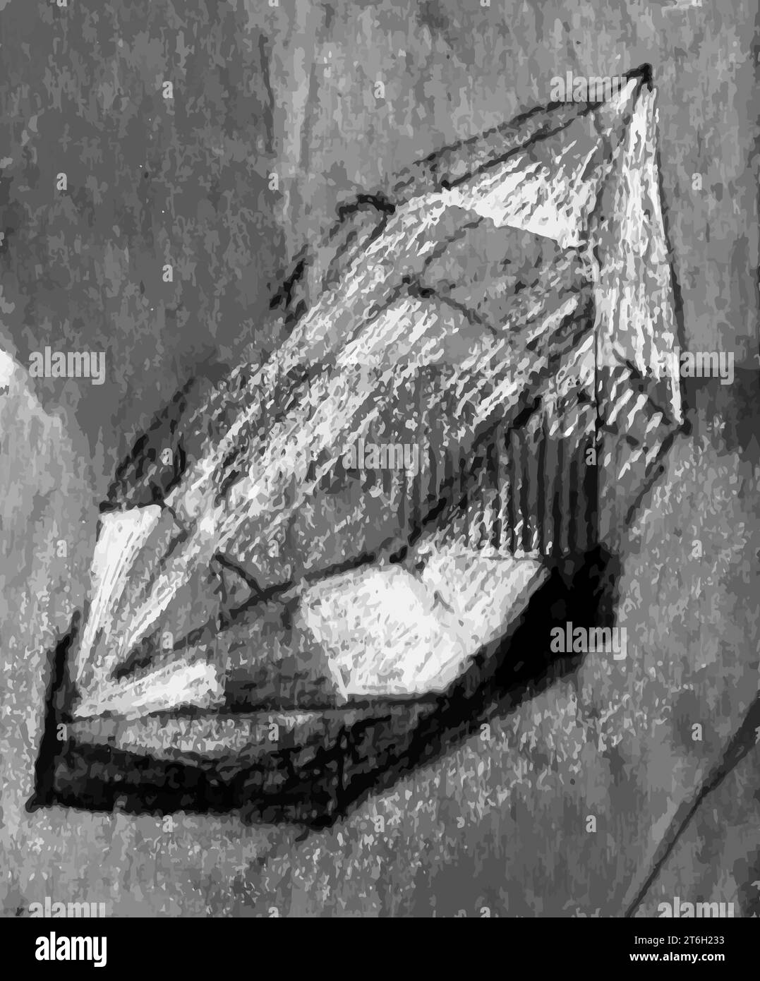 Quartz crystal, transparent, pointed. Vector Hand drawing. Esoterics