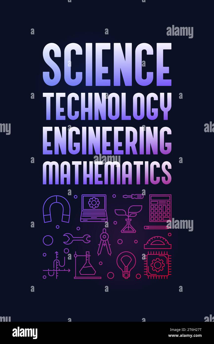 Science, Technology, Engineering and Math - STEM vector thin line ...