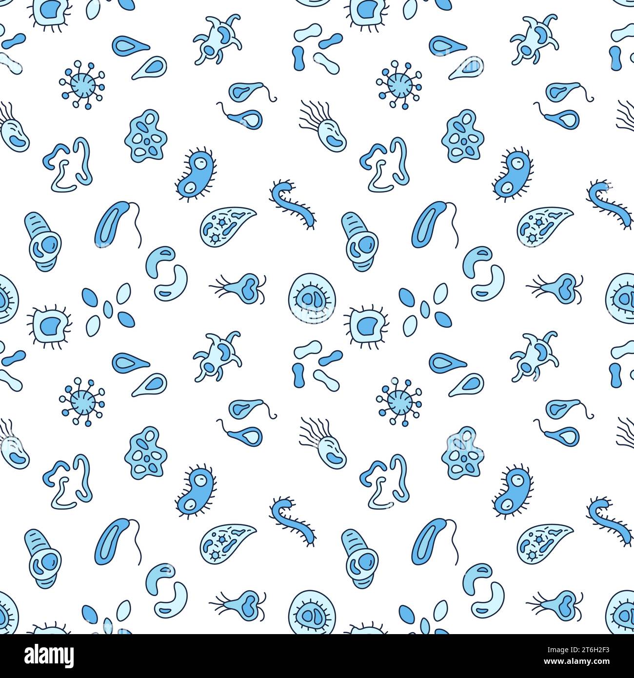 Dangerous Bacteria vector Genetics concept blue seamless pattern Stock Vector
