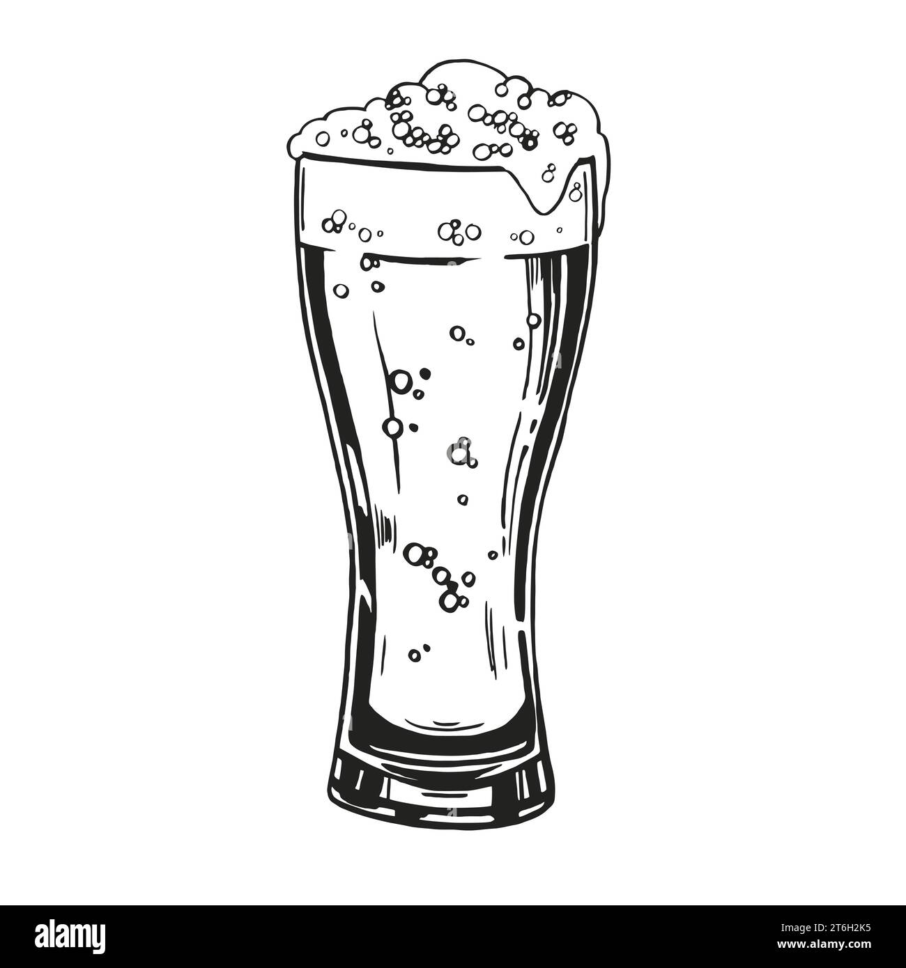 sketch of glass of beer, hand drawn vector illustration of drink with a