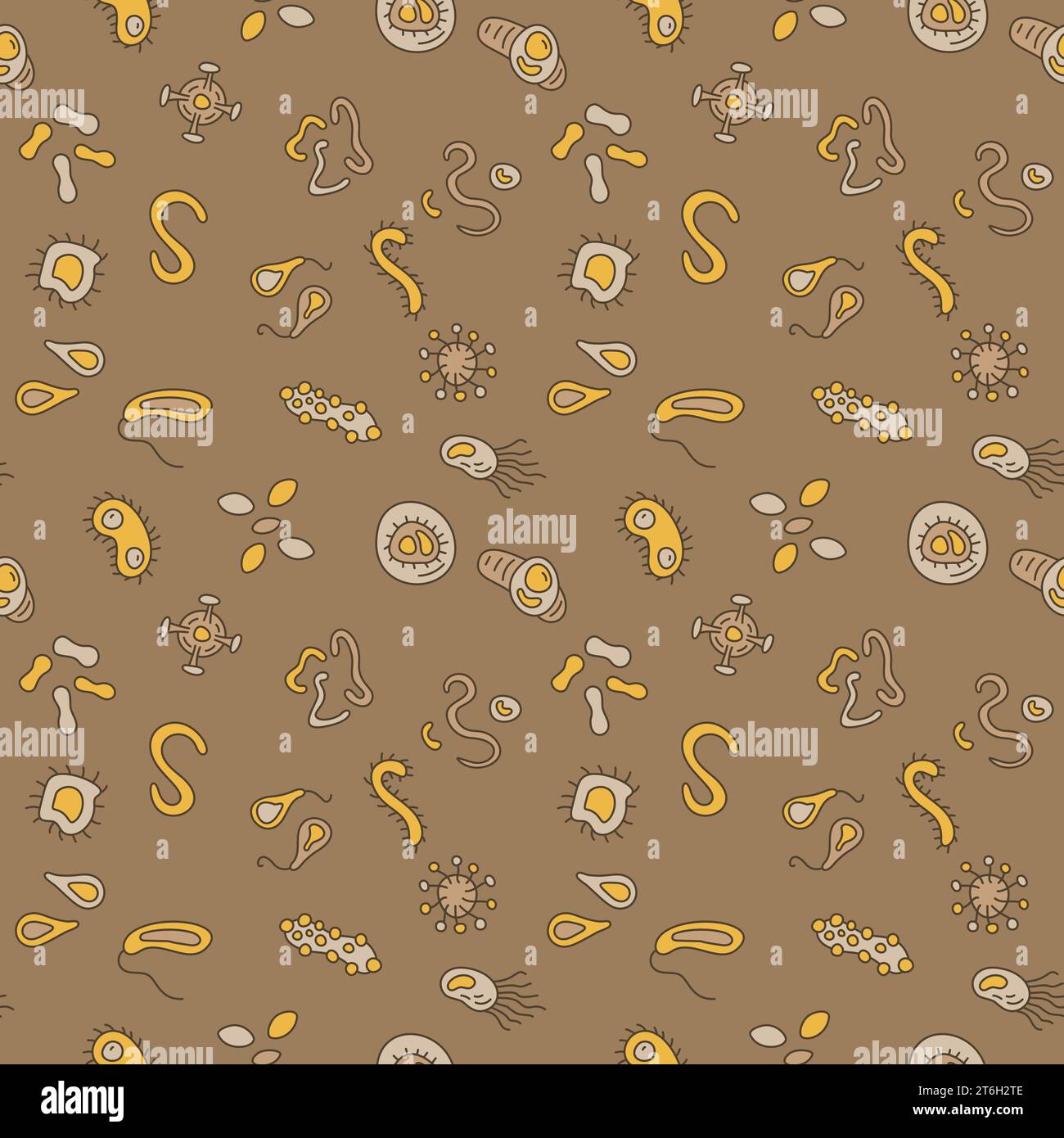 Bacterium and Viruses vector Bio Engineering concept brown modern ...