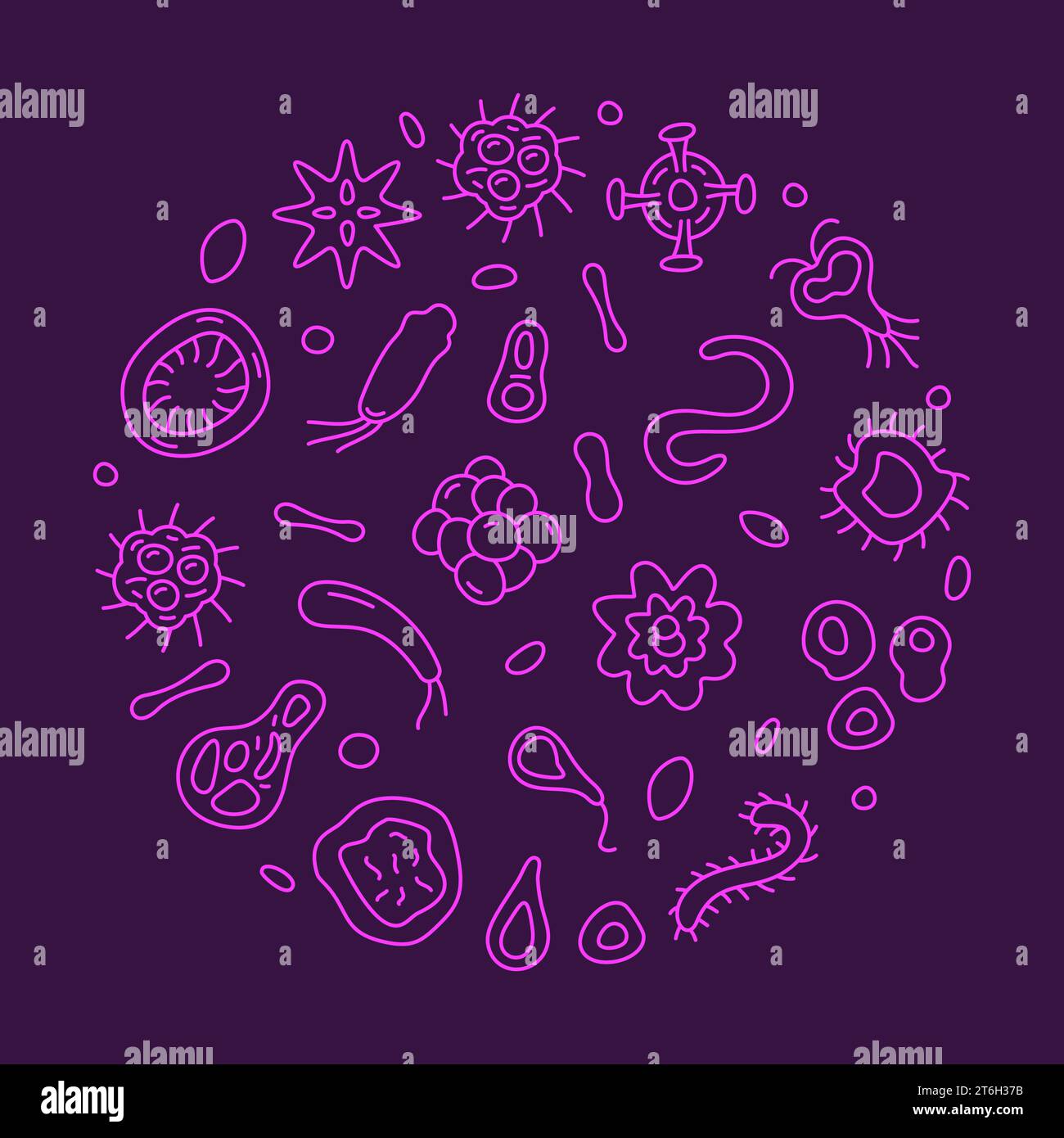 Bacteriology vector Microbiology Science concept outline round banner