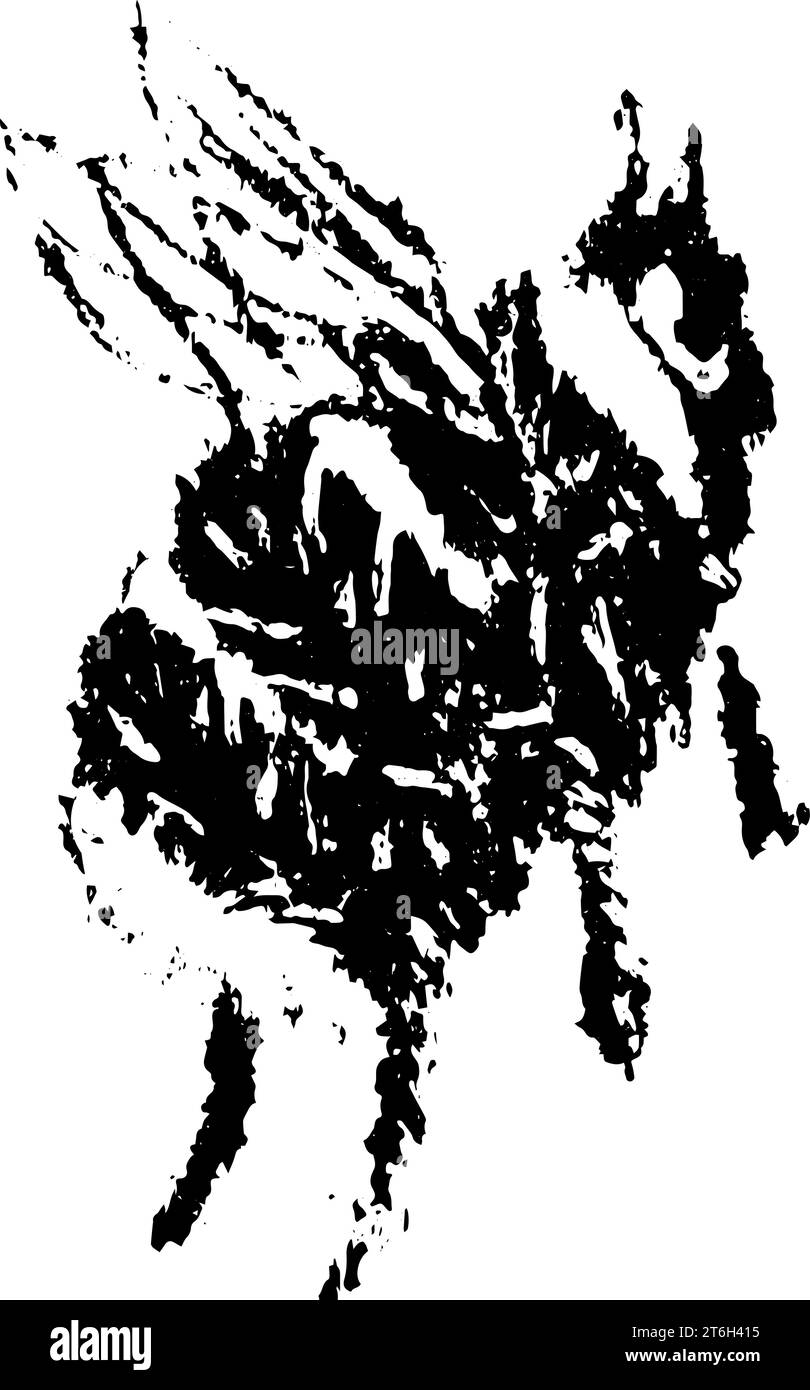 Bumblebee. Vector hand drawn sketch illustration. Sloppy doodle grunge ...