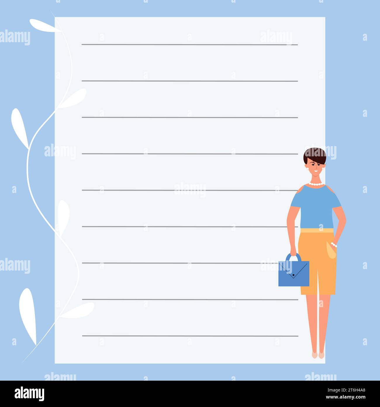 Blue page for a woman's weekly daily planners. Flat vector illustration ...