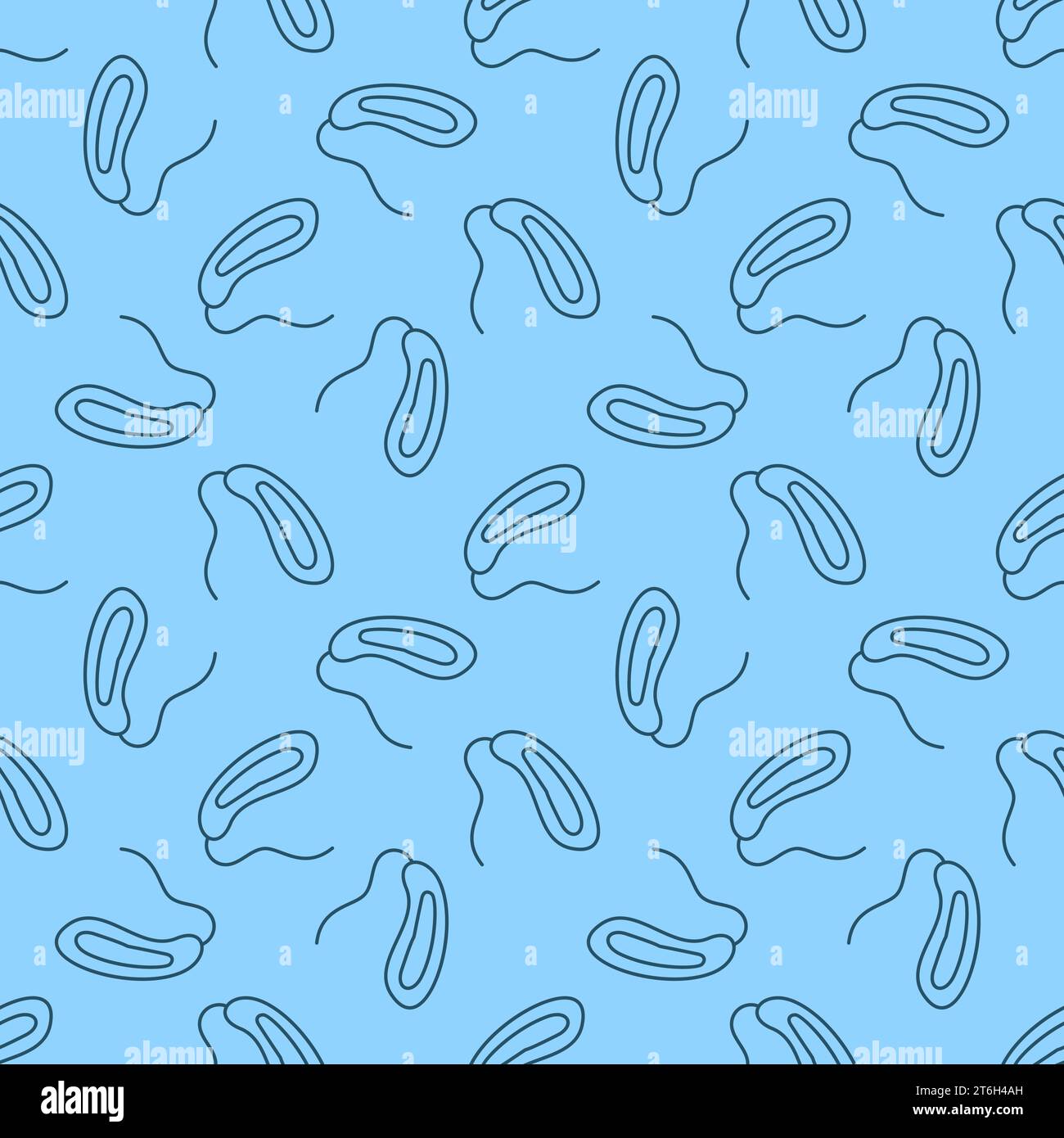 Prokaryote Bacteria vector concept thin line blue seamless pattern Stock Vector