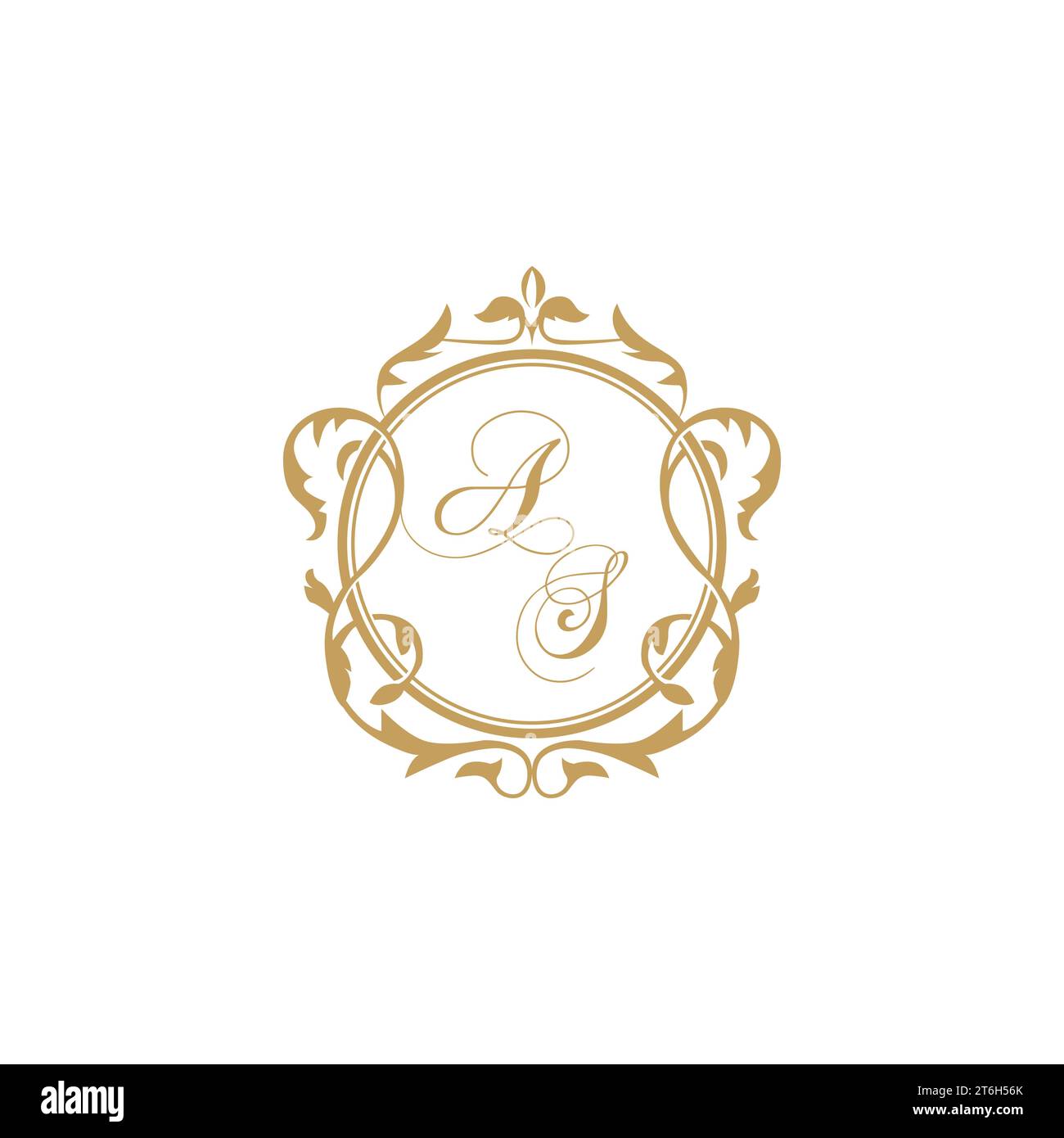 AS Wedding initials invitation with elegant ornament circle element vector graphic template Stock Vector
