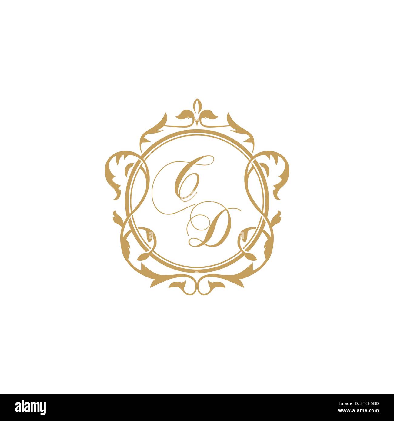 CD Wedding initials invitation with elegant ornament circle element vector graphic template Stock Vector