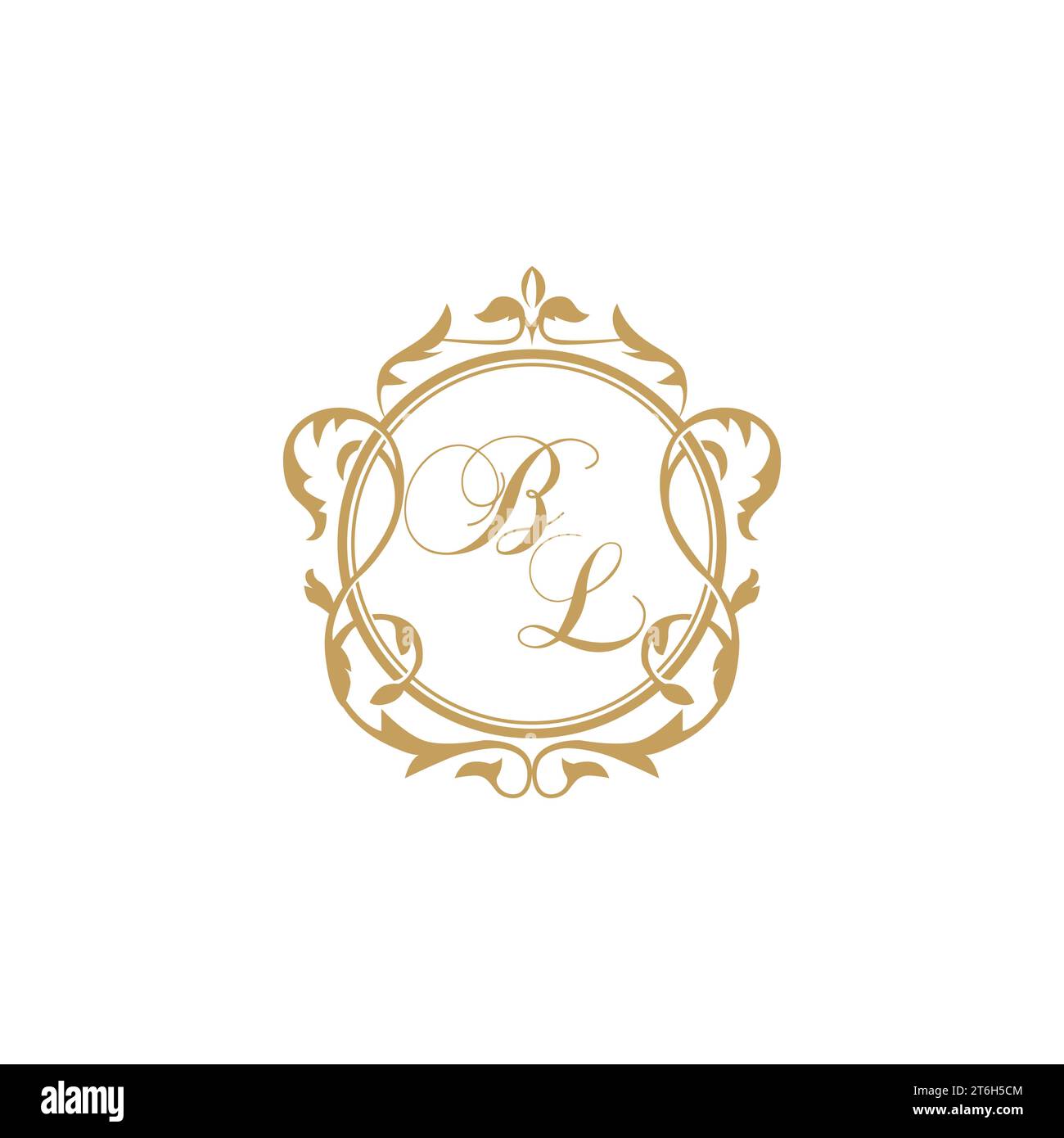BL Wedding initials invitation with elegant ornament circle element vector graphic template Stock Vector