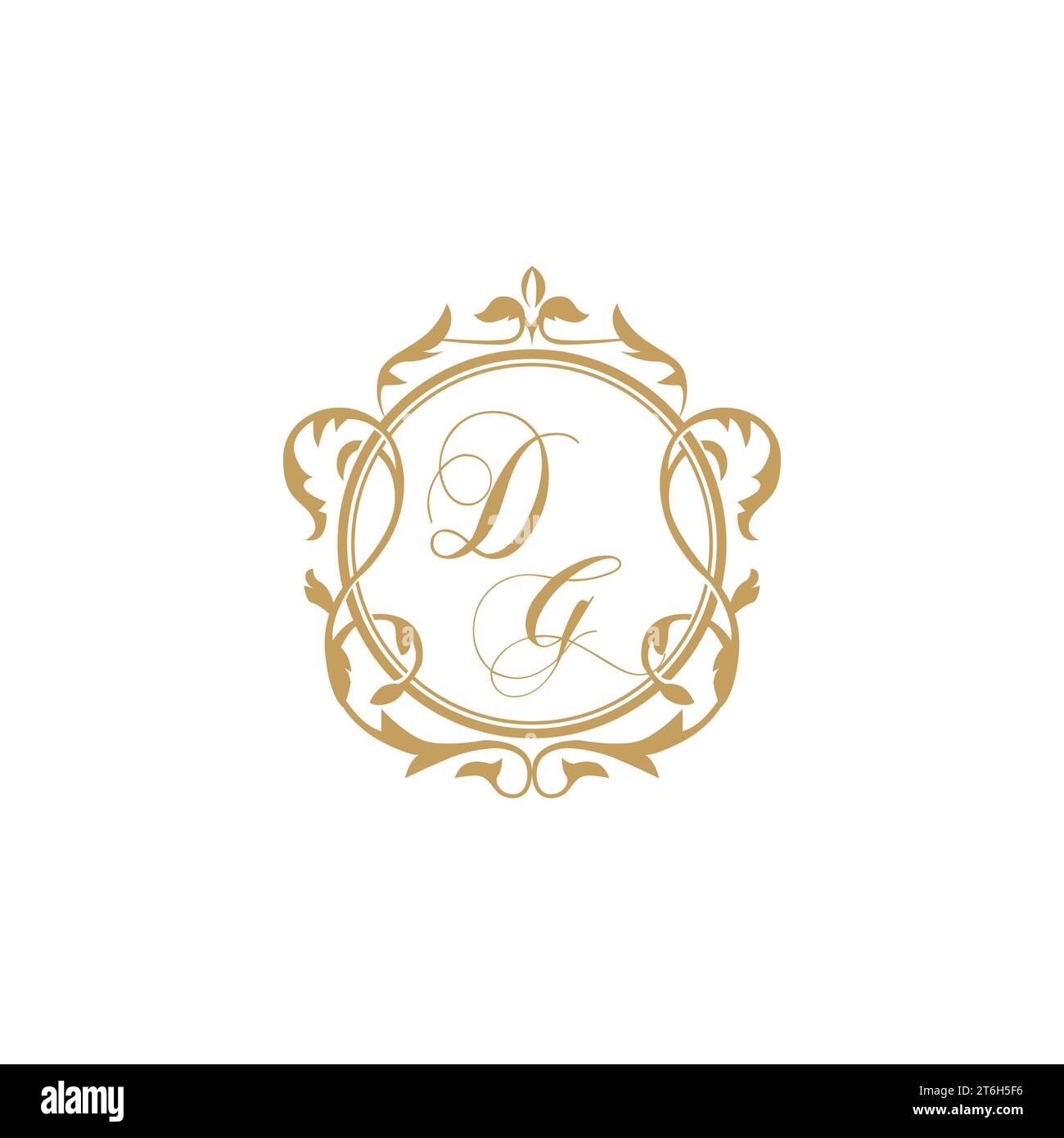 DG Wedding initials invitation with elegant ornament circle element vector graphic template Stock Vector