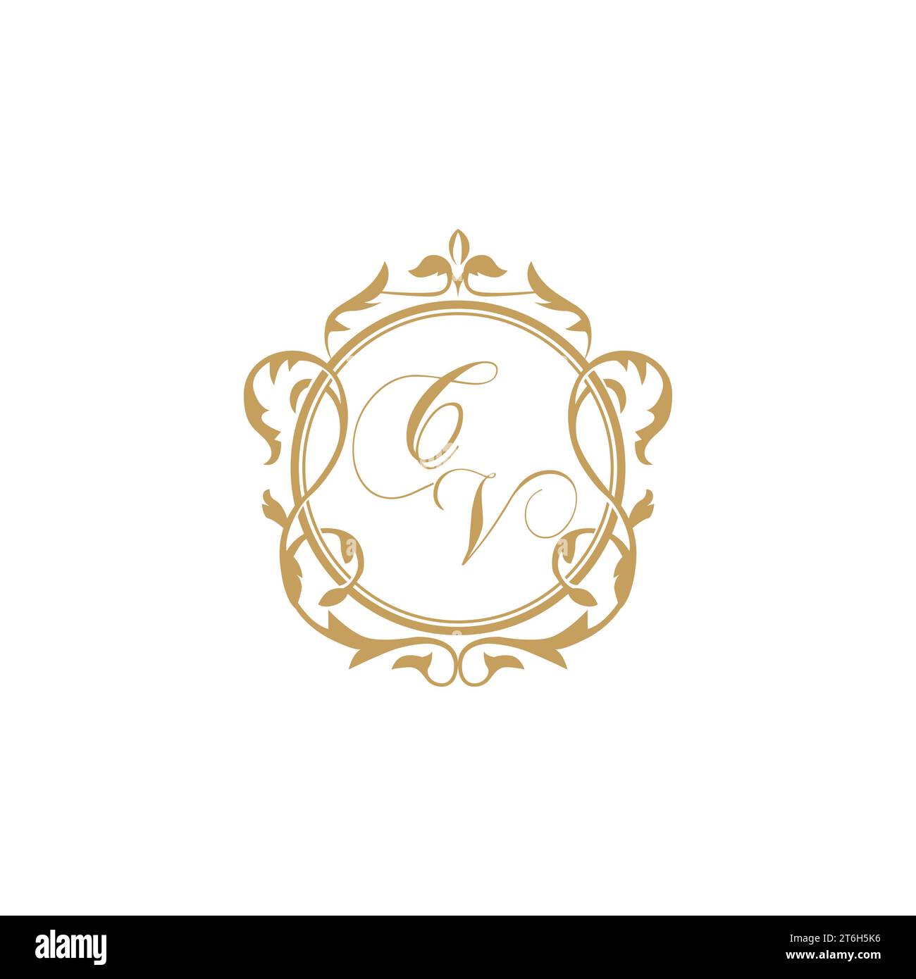 CV Wedding initials invitation with elegant ornament circle element vector graphic template Stock Vector