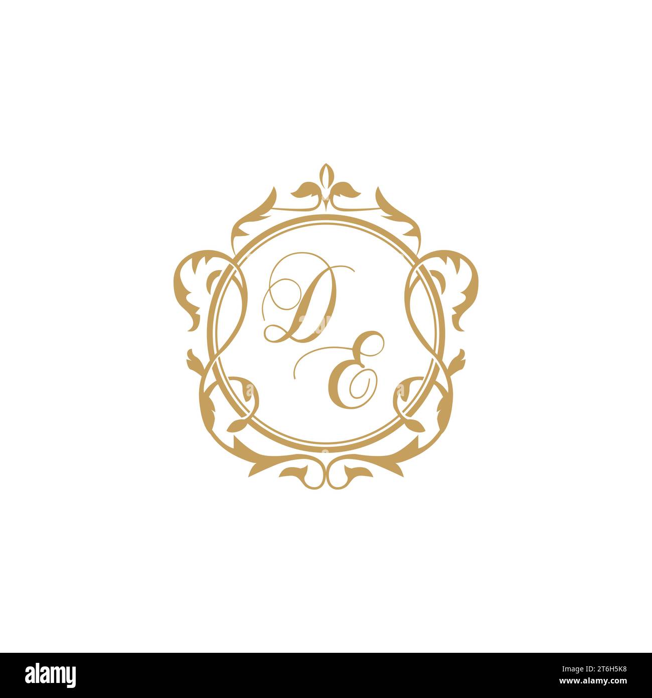 DE Wedding initials invitation with elegant ornament circle element vector graphic template Stock Vector