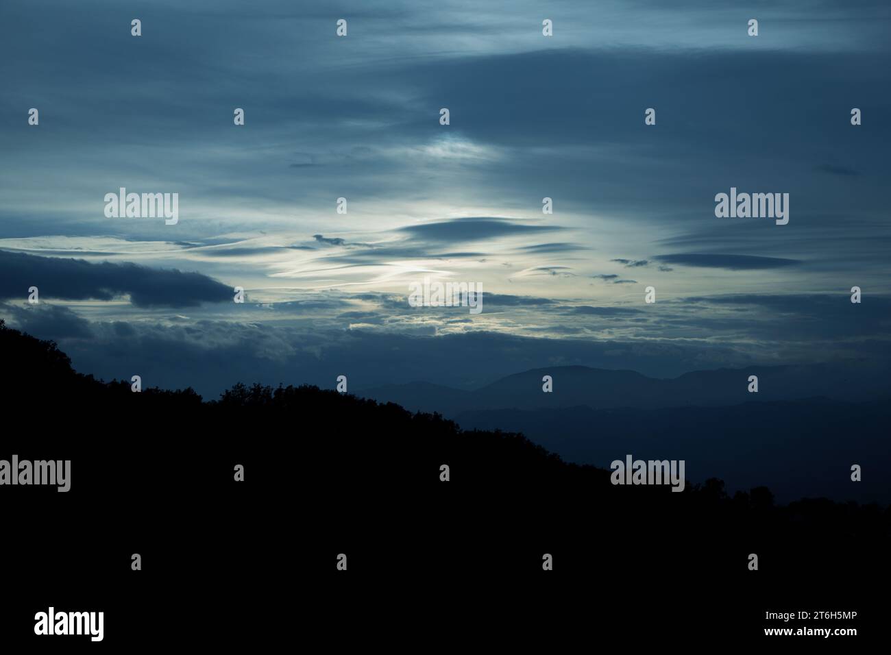 Night landscape, the mountains of the Tuscan-Emilian Apennines Stock Photo