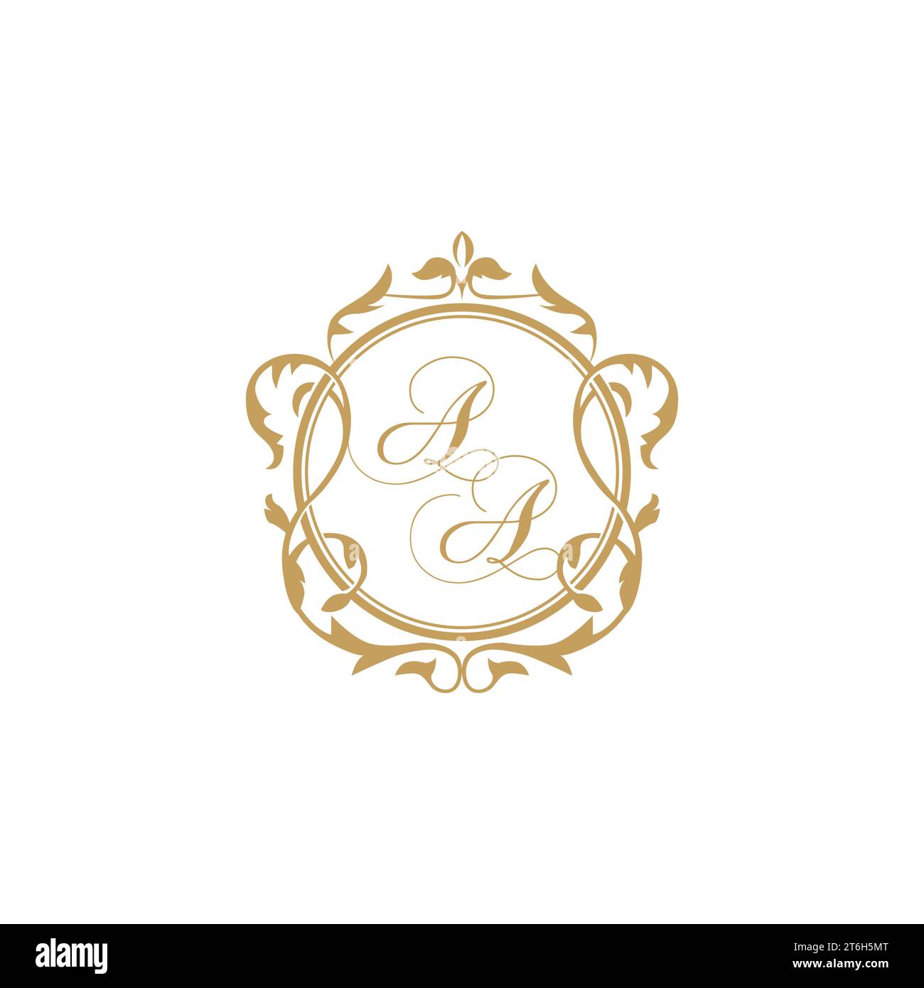 AA Wedding initials invitation with elegant ornament circle element vector graphic template Stock Vector