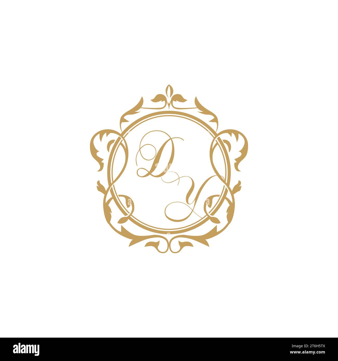 DY Wedding initials invitation with elegant ornament circle element vector graphic template Stock Vector