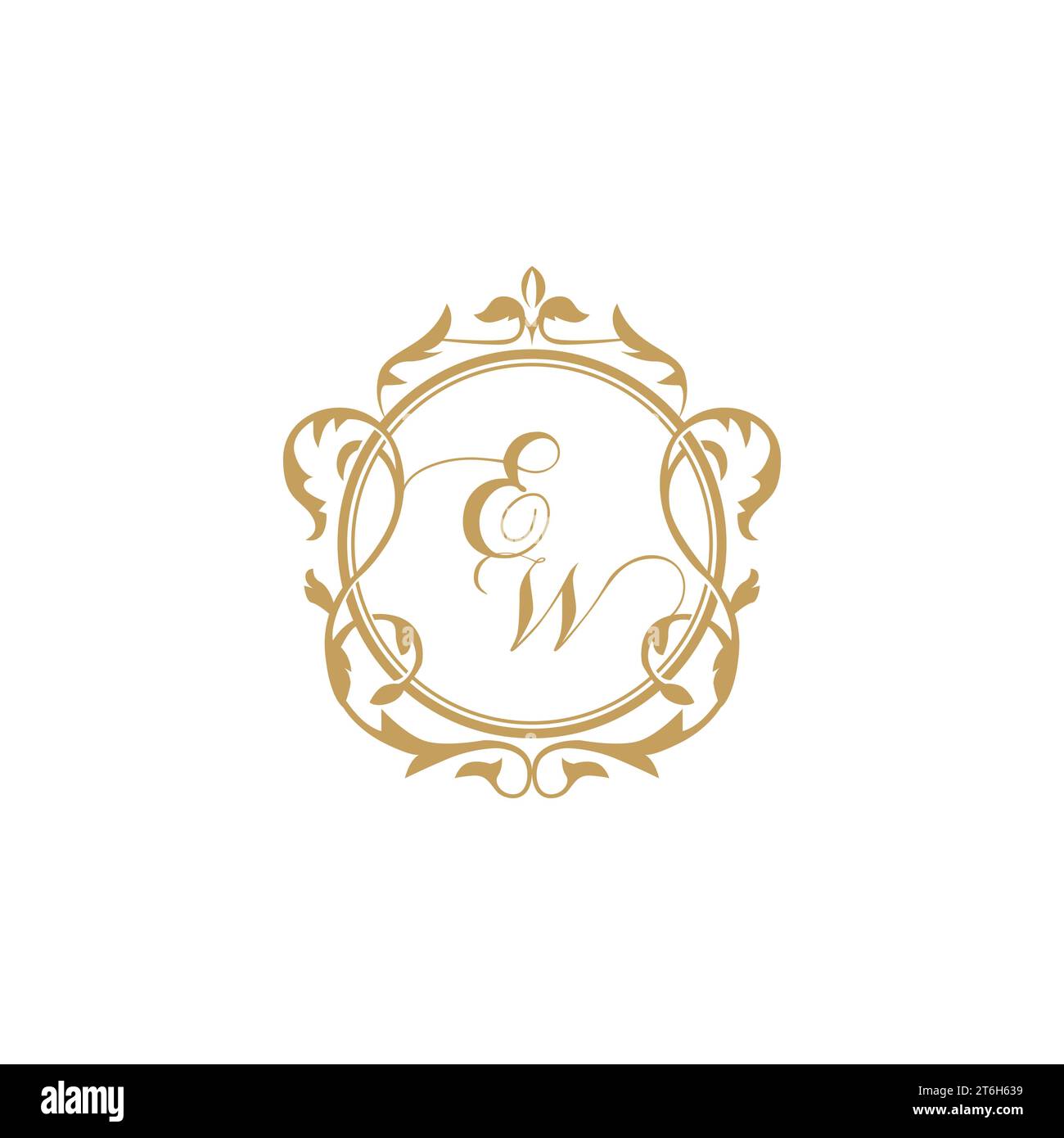 EW Wedding initials invitation with elegant ornament circle element vector graphic template Stock Vector