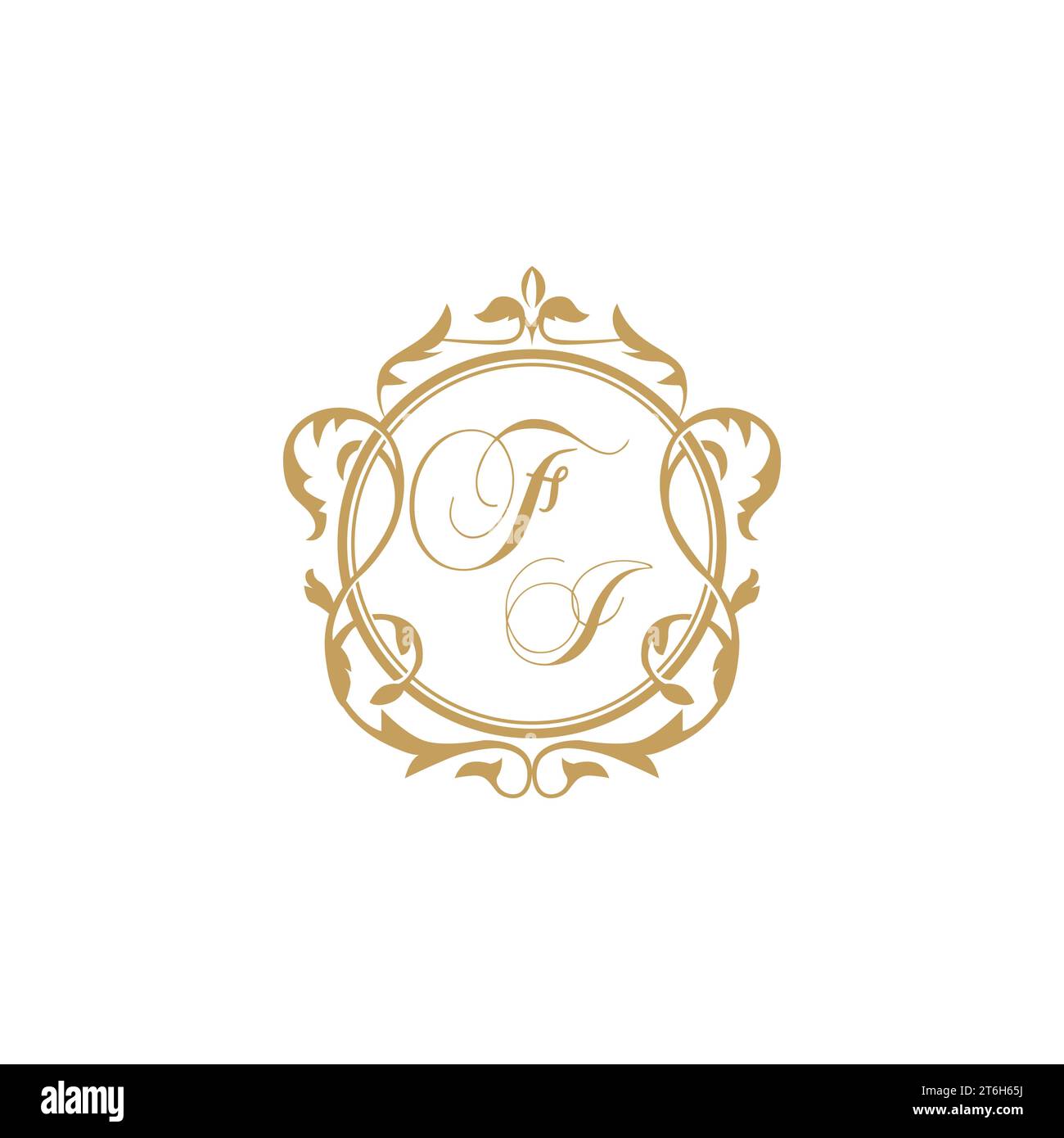 FI Wedding initials invitation with elegant ornament circle element vector graphic template Stock Vector