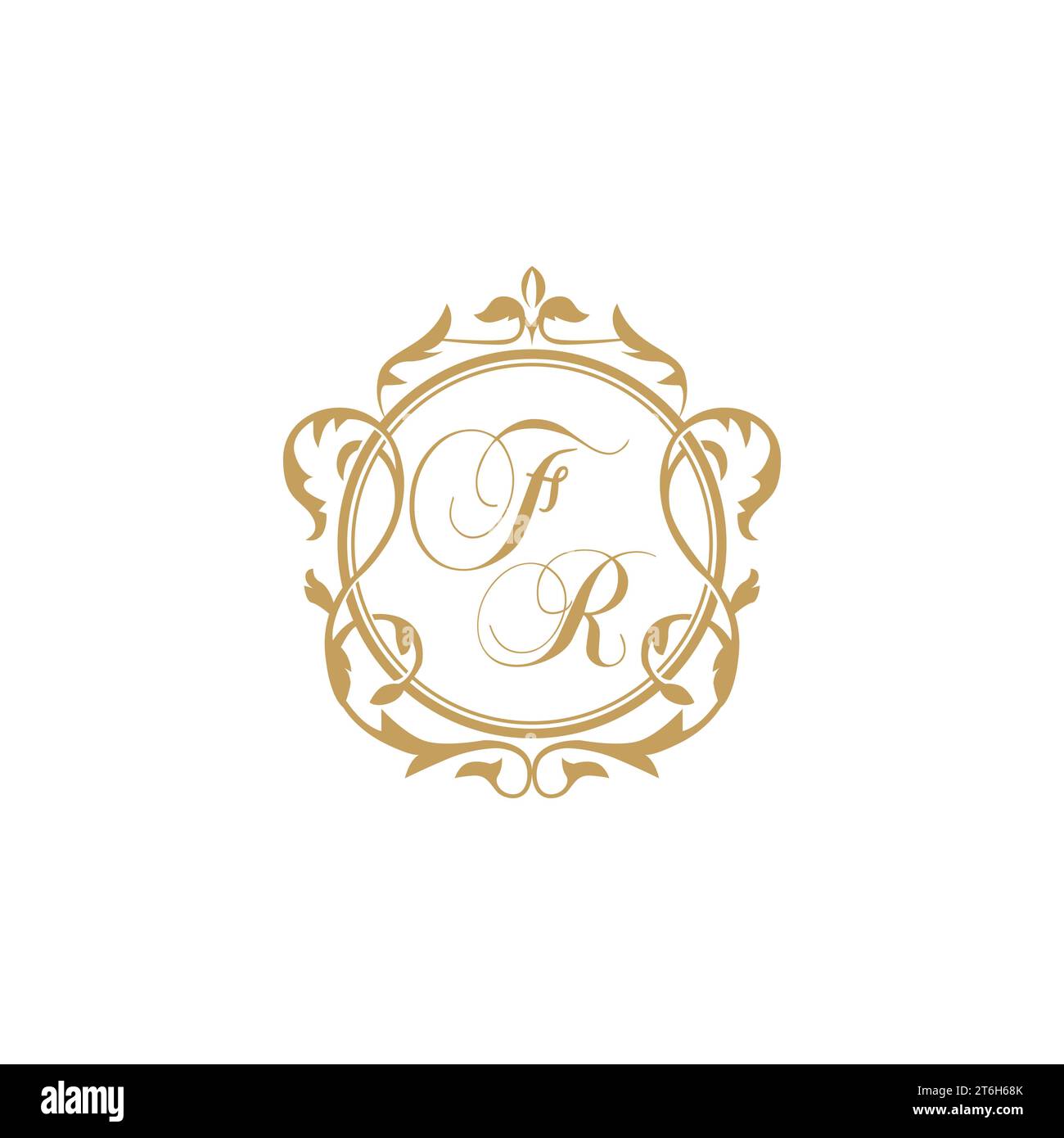 FR Wedding initials invitation with elegant ornament circle element vector graphic template Stock Vector
