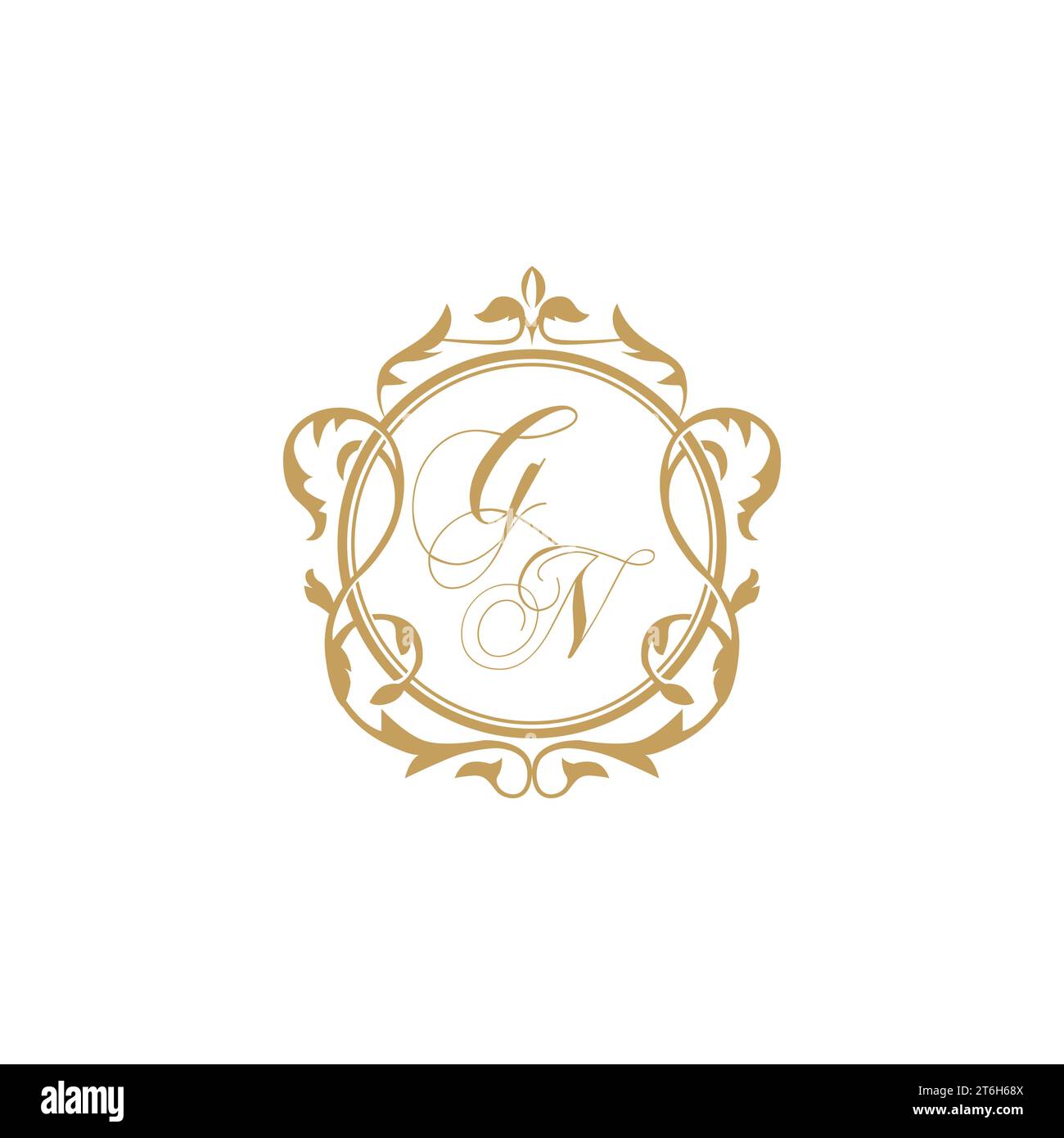 GN Wedding initials invitation with elegant ornament circle element vector graphic template Stock Vector
