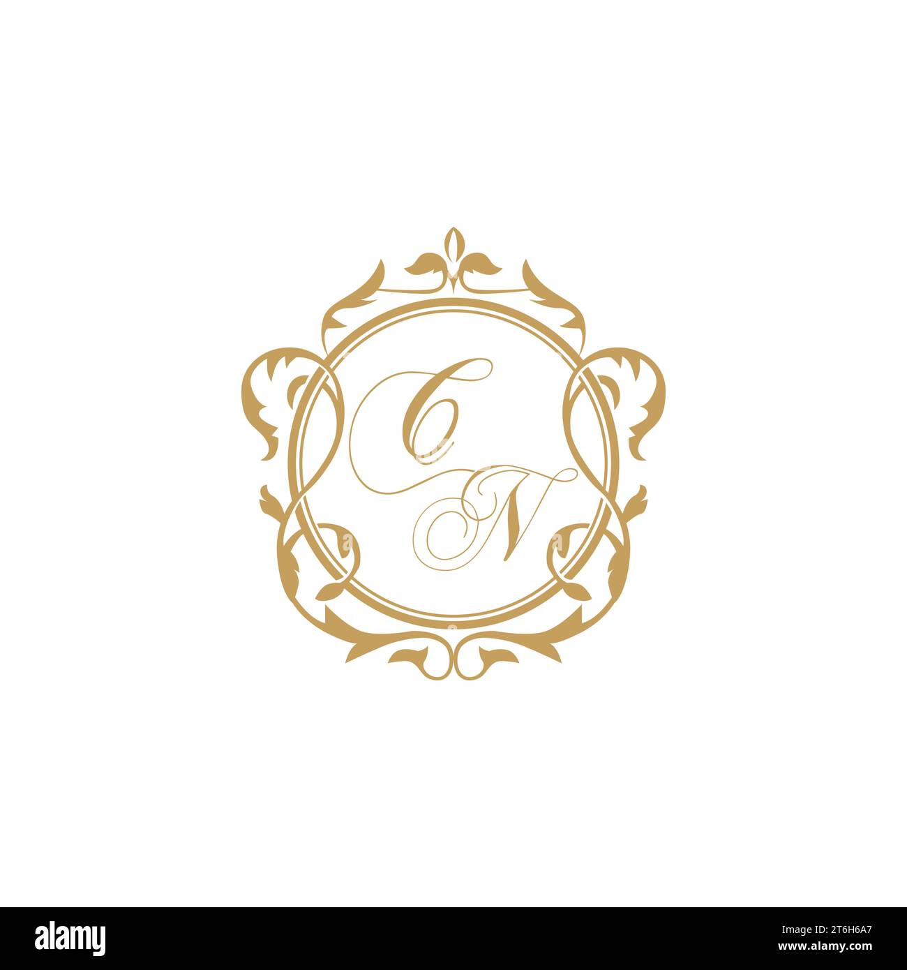 CN Wedding initials invitation with elegant ornament circle element vector graphic template Stock Vector