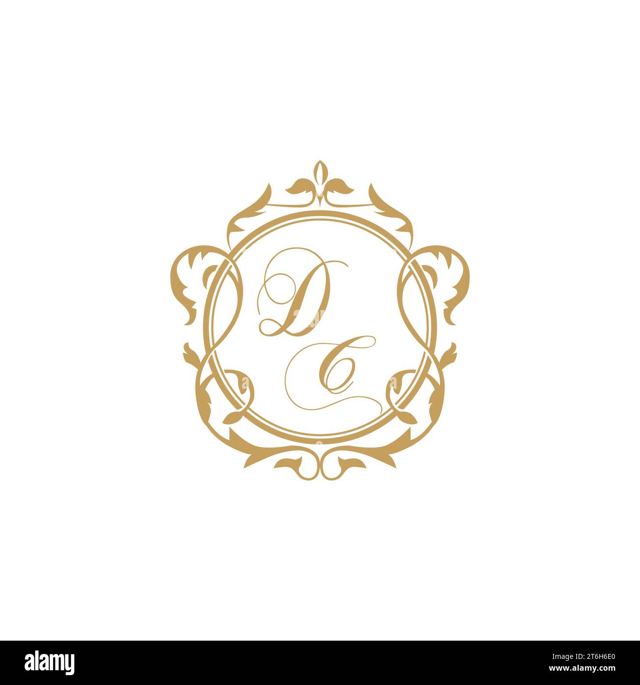 DC Wedding initials invitation with elegant ornament circle element vector graphic template Stock Vector