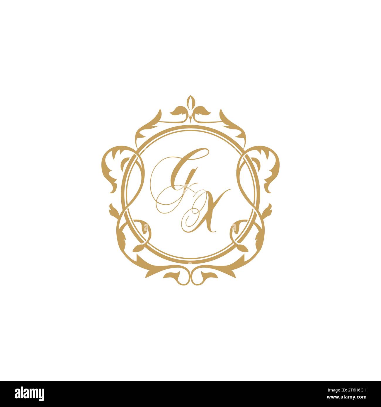 GX Wedding initials invitation with elegant ornament circle element vector graphic template Stock Vector