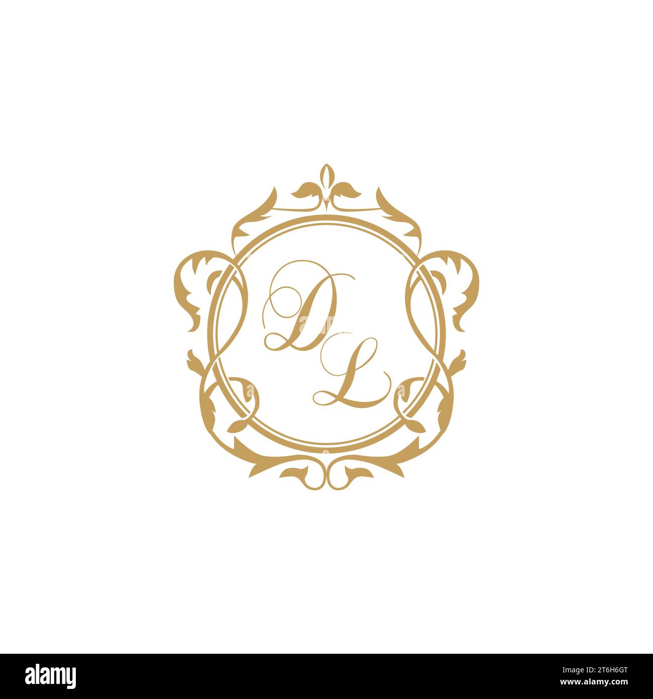 DL Wedding initials invitation with elegant ornament circle element vector graphic template Stock Vector