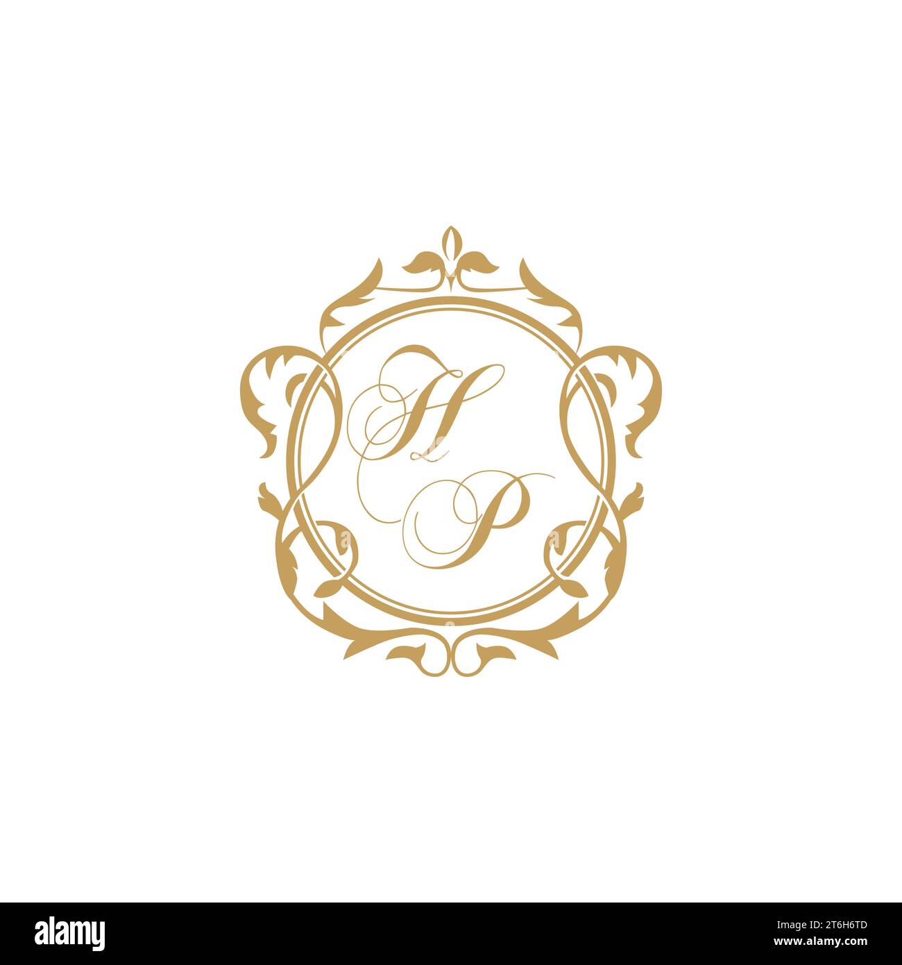 HP Wedding initials invitation with elegant ornament circle element vector graphic template Stock Vector