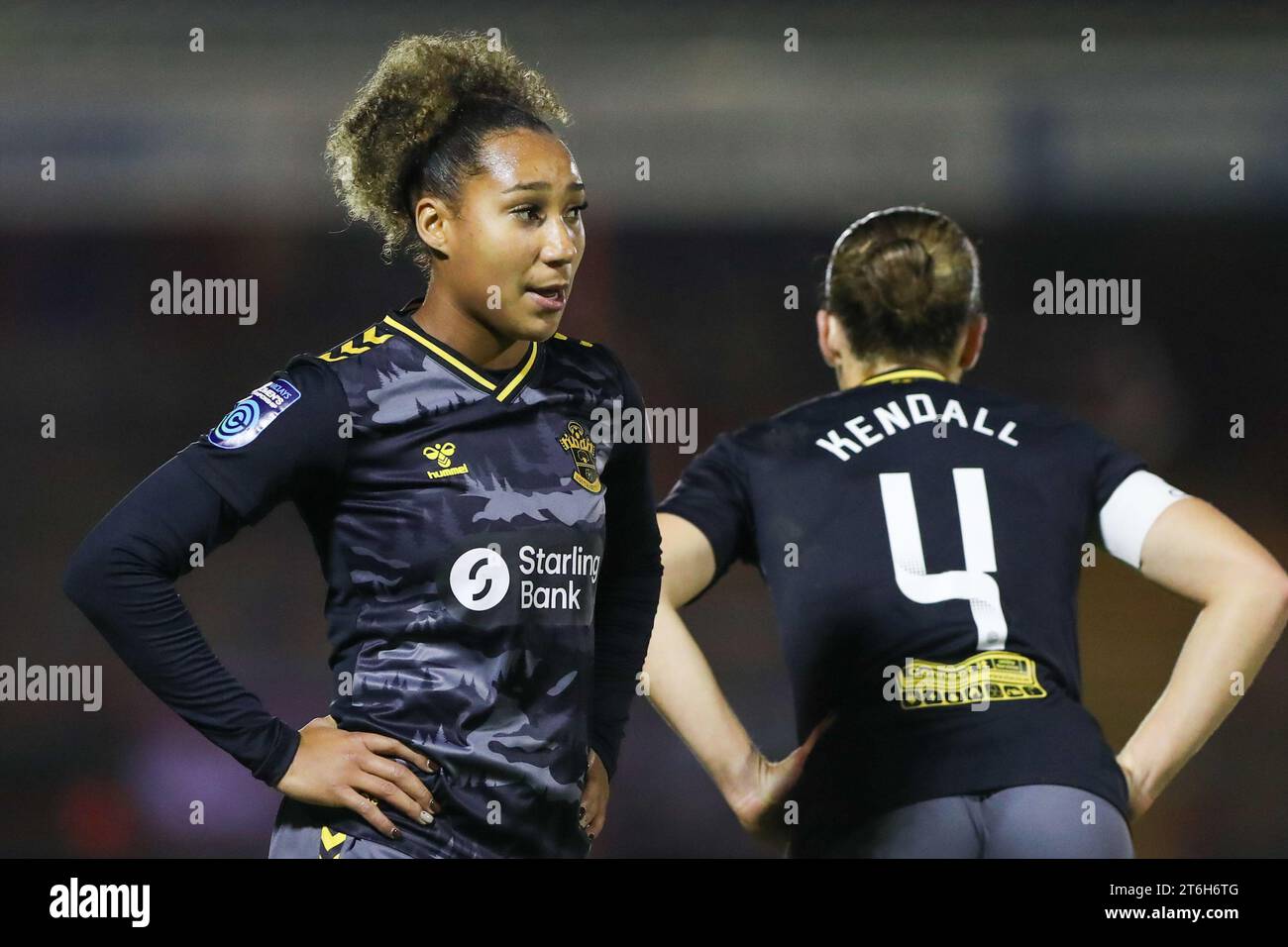 Aldershot, UK. 8 November 2023. Lexi Lloyd-Smith during the Conti Cup game between Reading and Southampton at the EBB Stadium, Stock Photo
