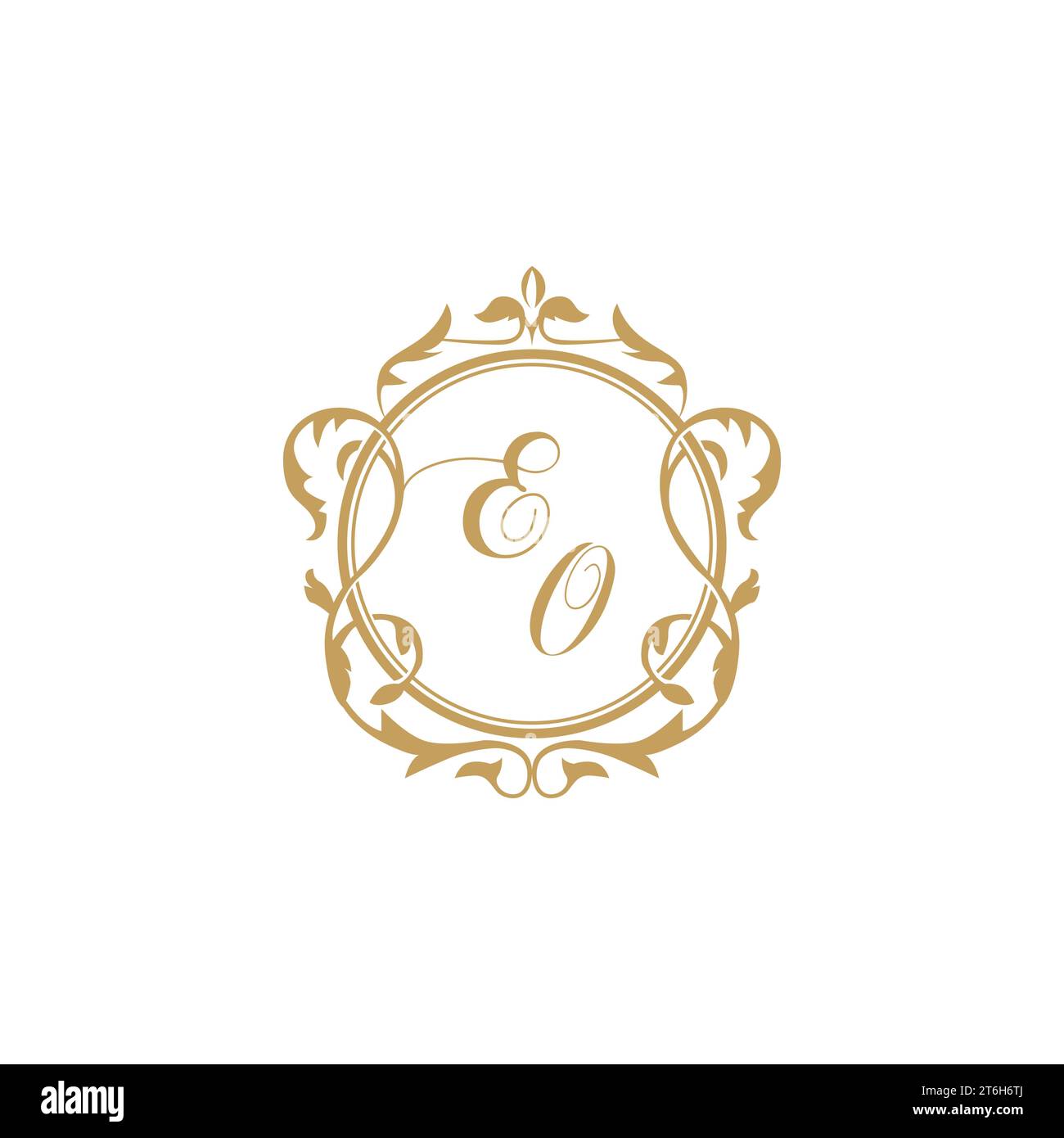EO Wedding initials invitation with elegant ornament circle element vector graphic template Stock Vector