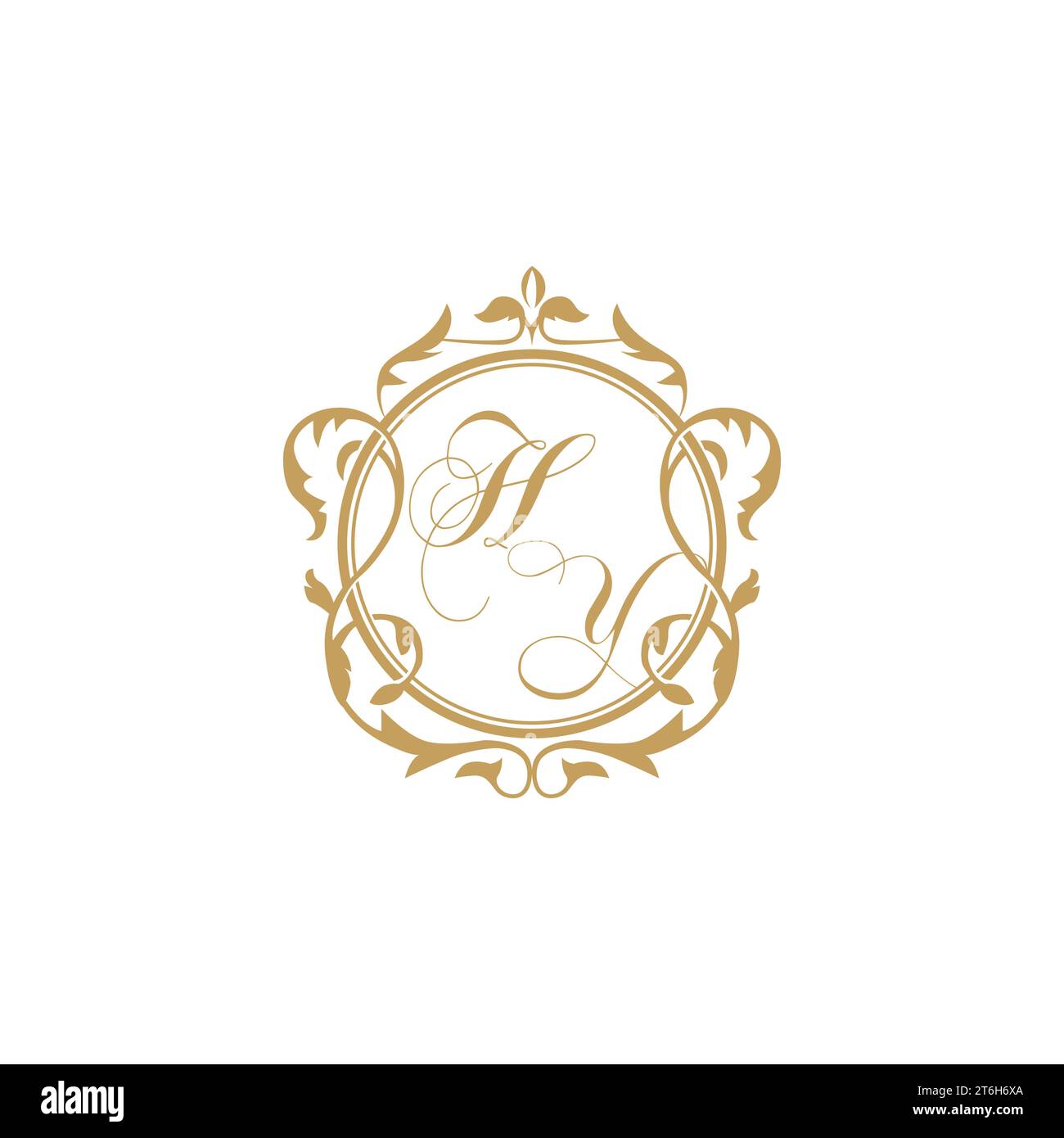 HY Wedding initials invitation with elegant ornament circle element vector graphic template Stock Vector