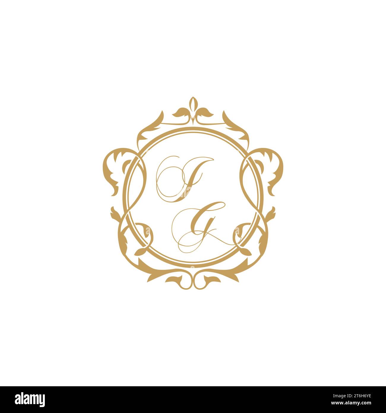 IG Wedding initials invitation with elegant ornament circle element vector graphic template Stock Vector