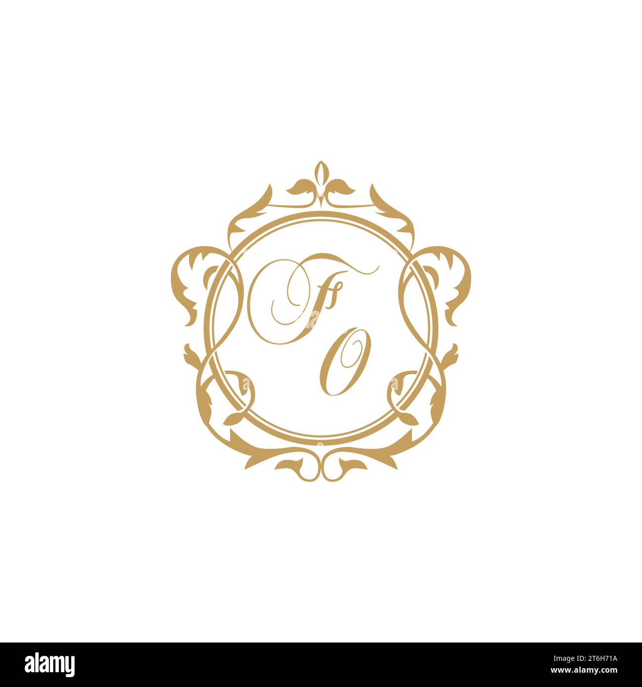 FO Wedding initials invitation with elegant ornament circle element vector graphic template Stock Vector