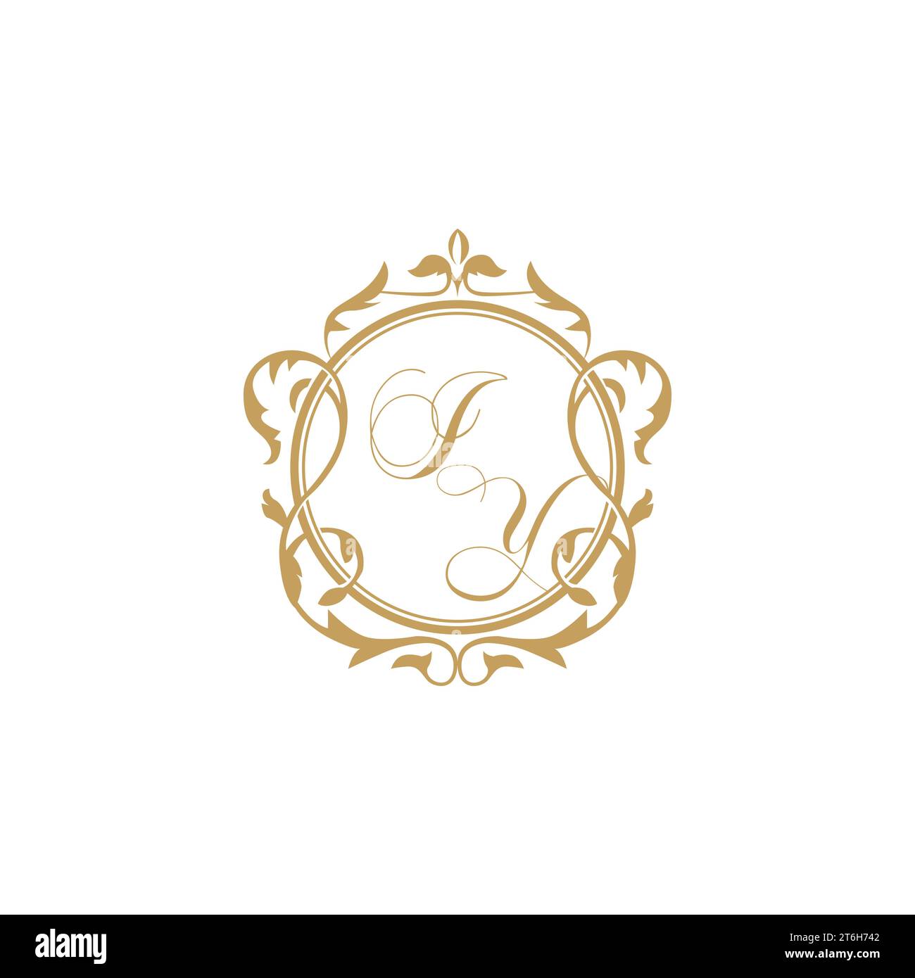 IY Wedding initials invitation with elegant ornament circle element vector graphic template Stock Vector