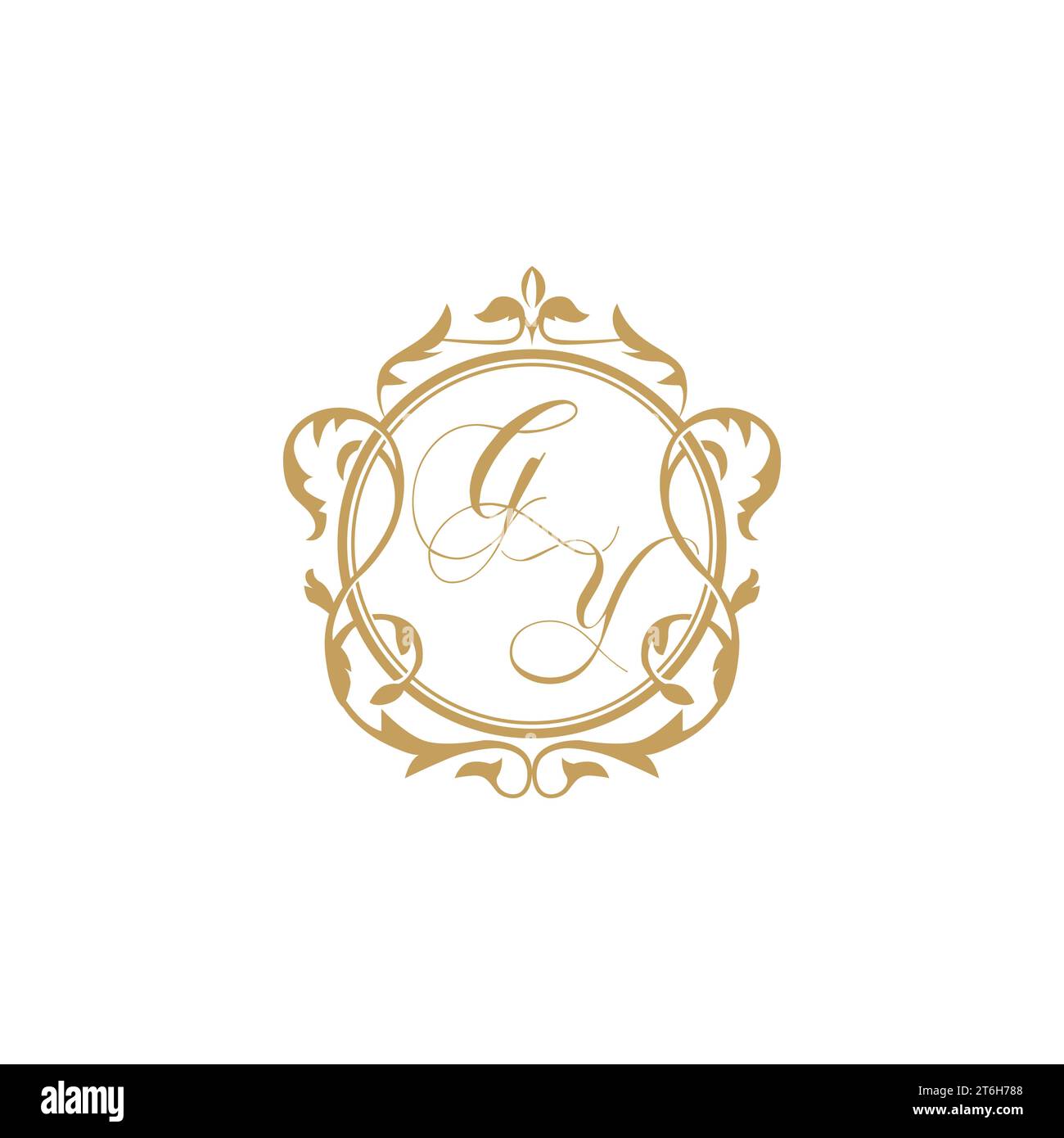 GY Wedding initials invitation with elegant ornament circle element vector graphic template Stock Vector