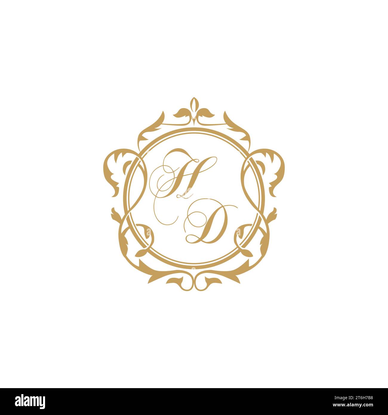 HD Wedding initials invitation with elegant ornament circle element vector graphic template Stock Vector