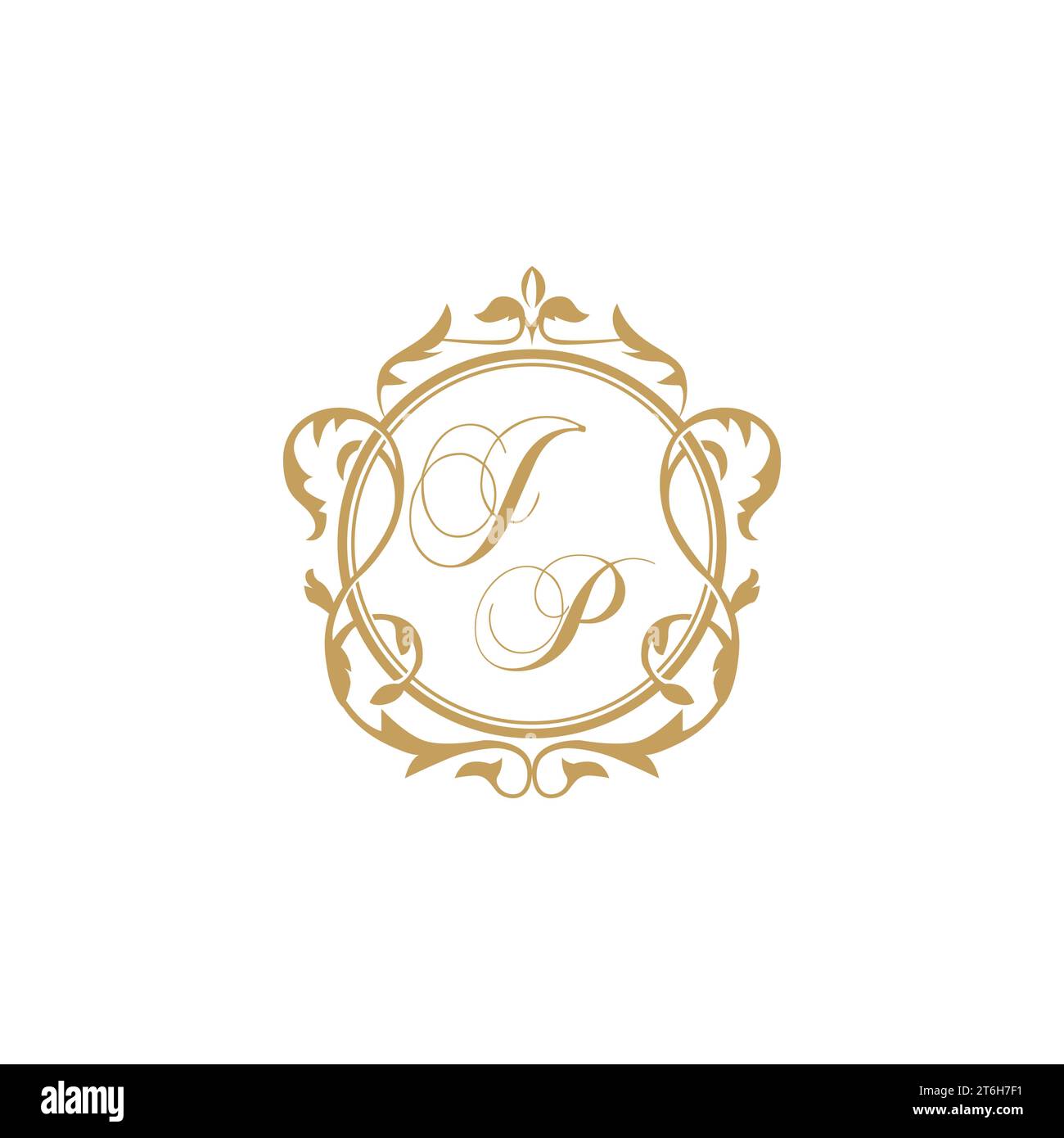JP Wedding initials invitation with elegant ornament circle element vector graphic template Stock Vector