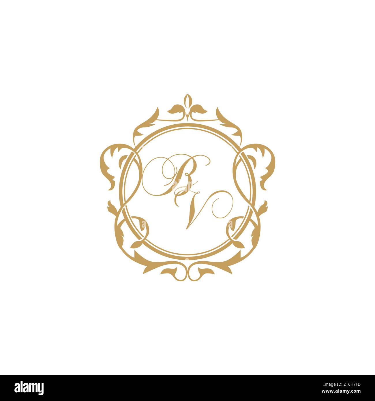 BV Wedding initials invitation with elegant ornament circle element vector graphic template Stock Vector
