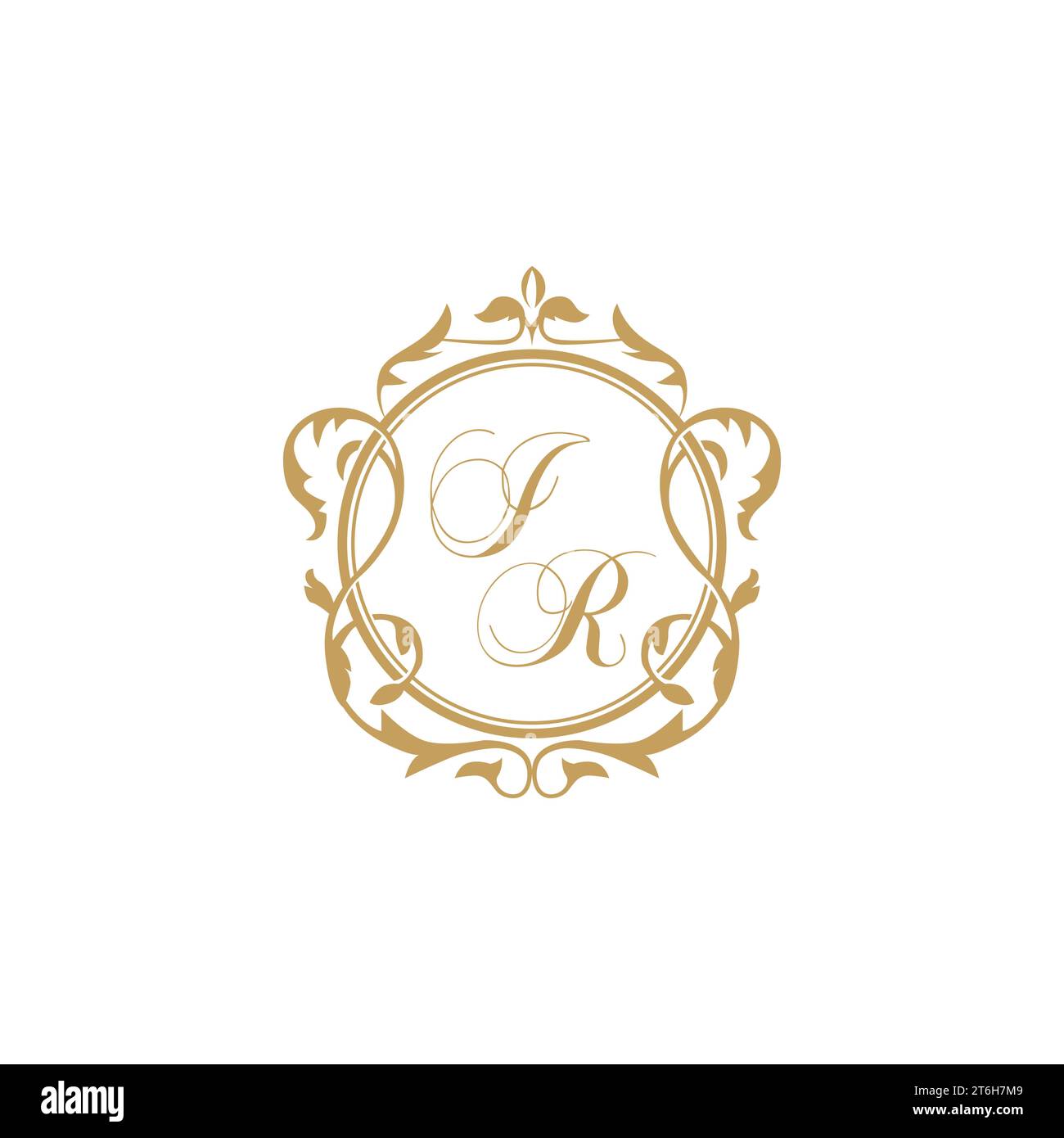 IR Wedding initials invitation with elegant ornament circle element vector graphic template Stock Vector