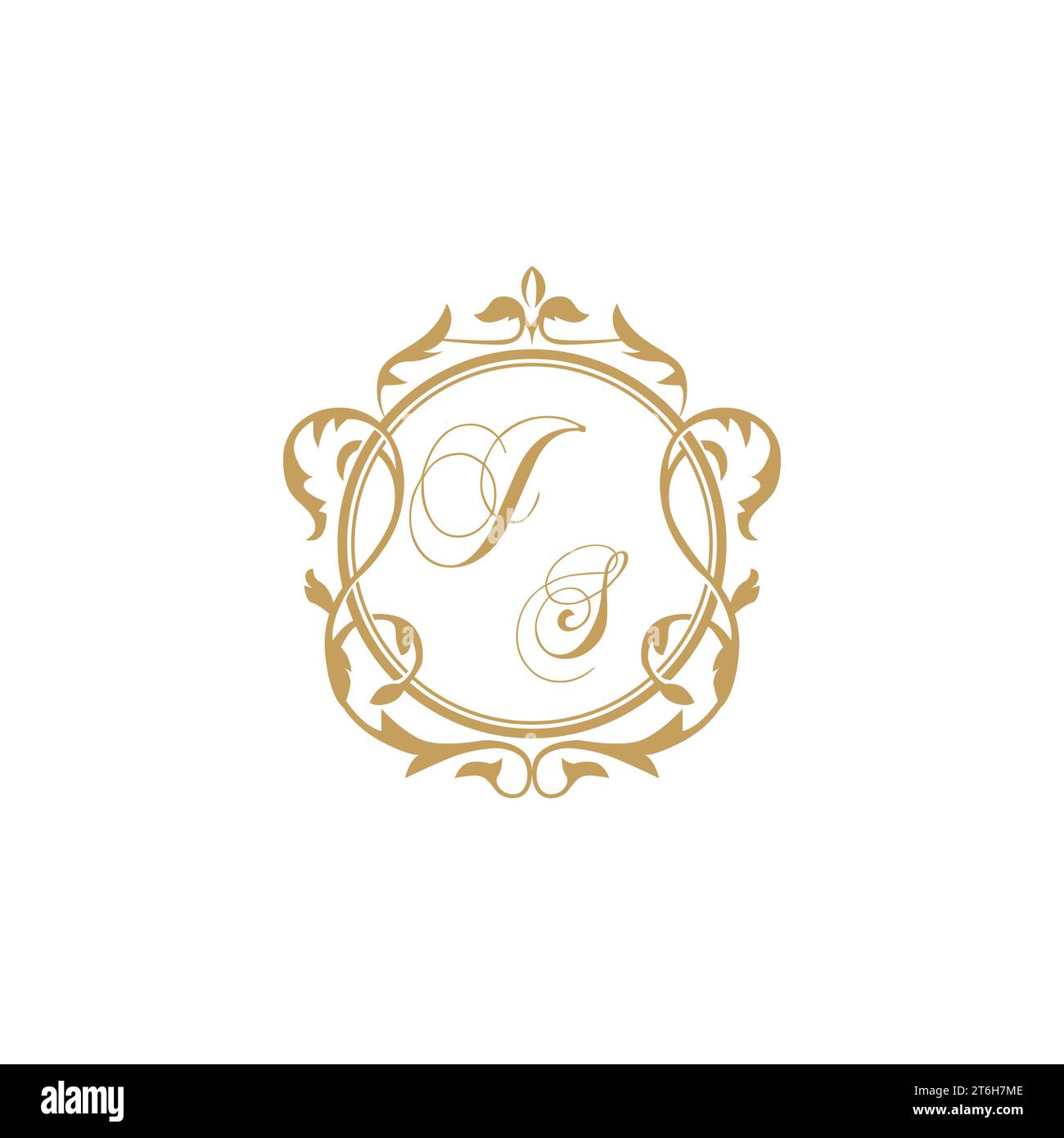 JS Wedding initials invitation with elegant ornament circle element vector graphic template Stock Vector