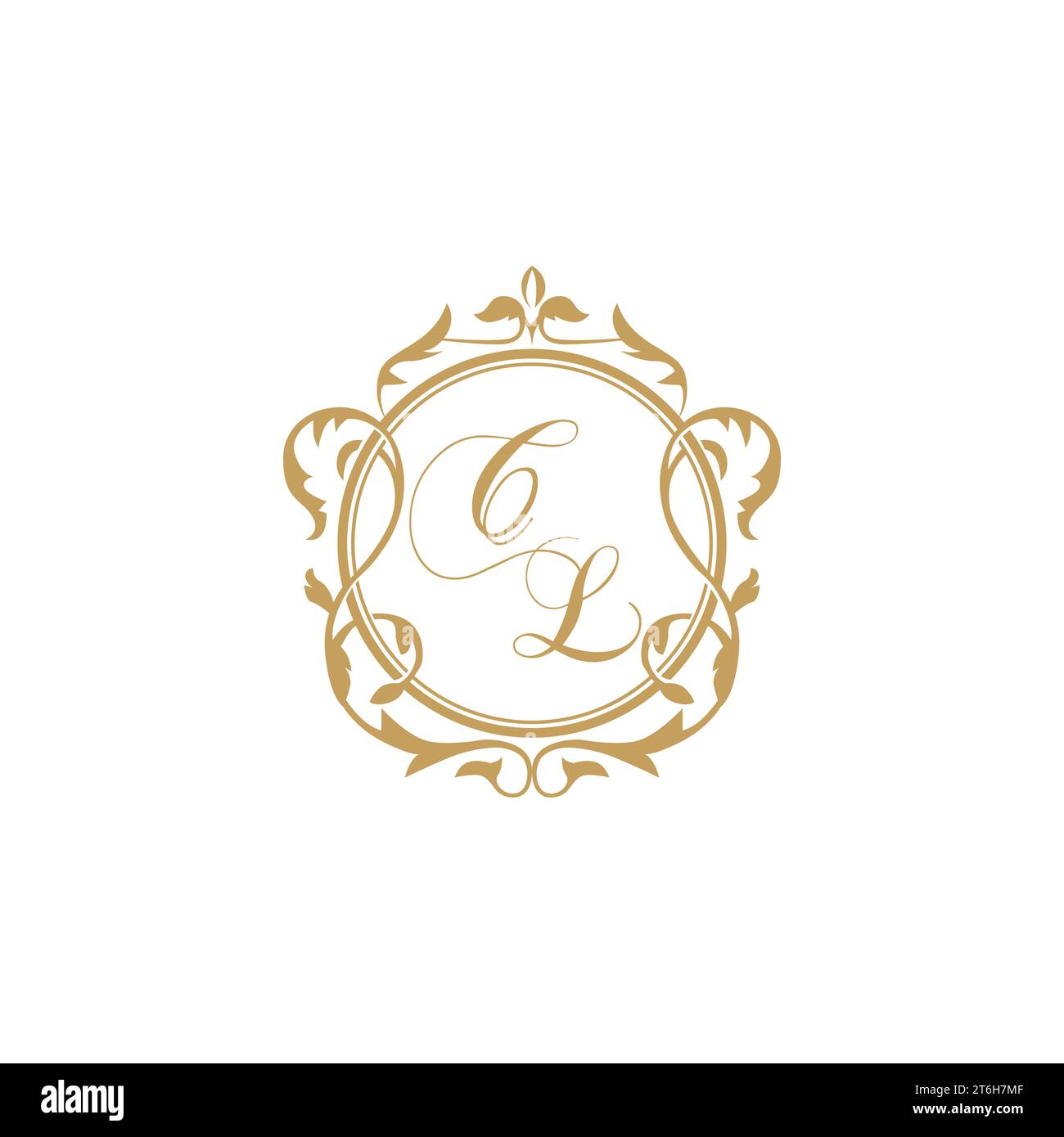 CL Wedding initials invitation with elegant ornament circle element vector graphic template Stock Vector