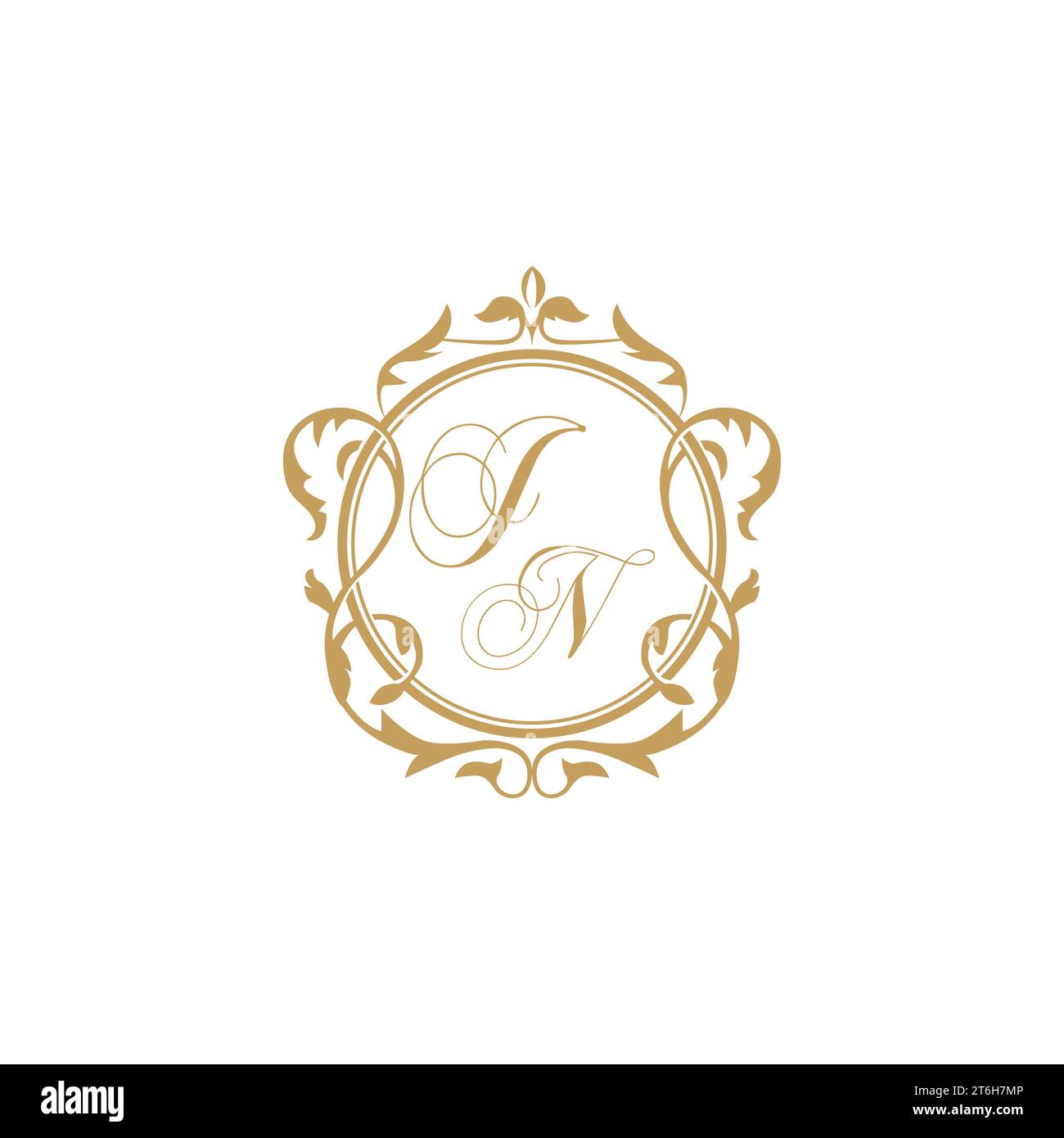 JN Wedding initials invitation with elegant ornament circle element vector graphic template Stock Vector